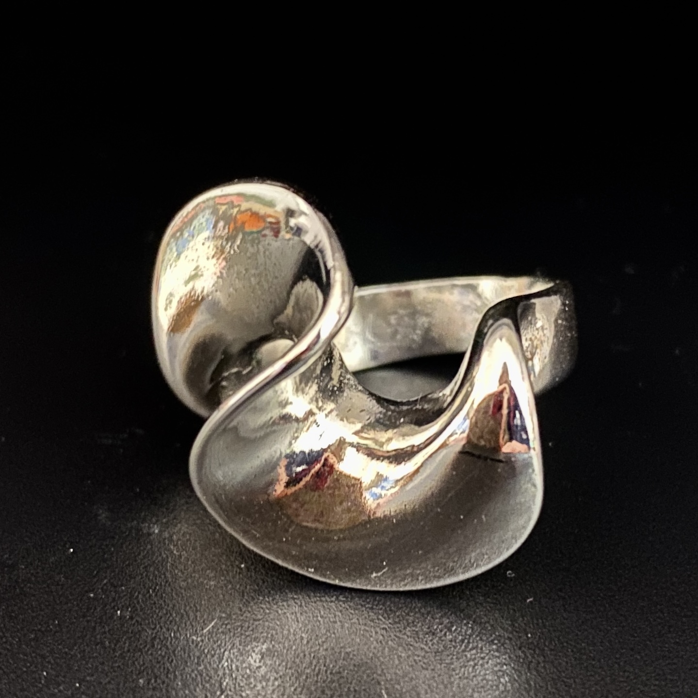 Wave Ring Silver Statement Ring size P 1/2