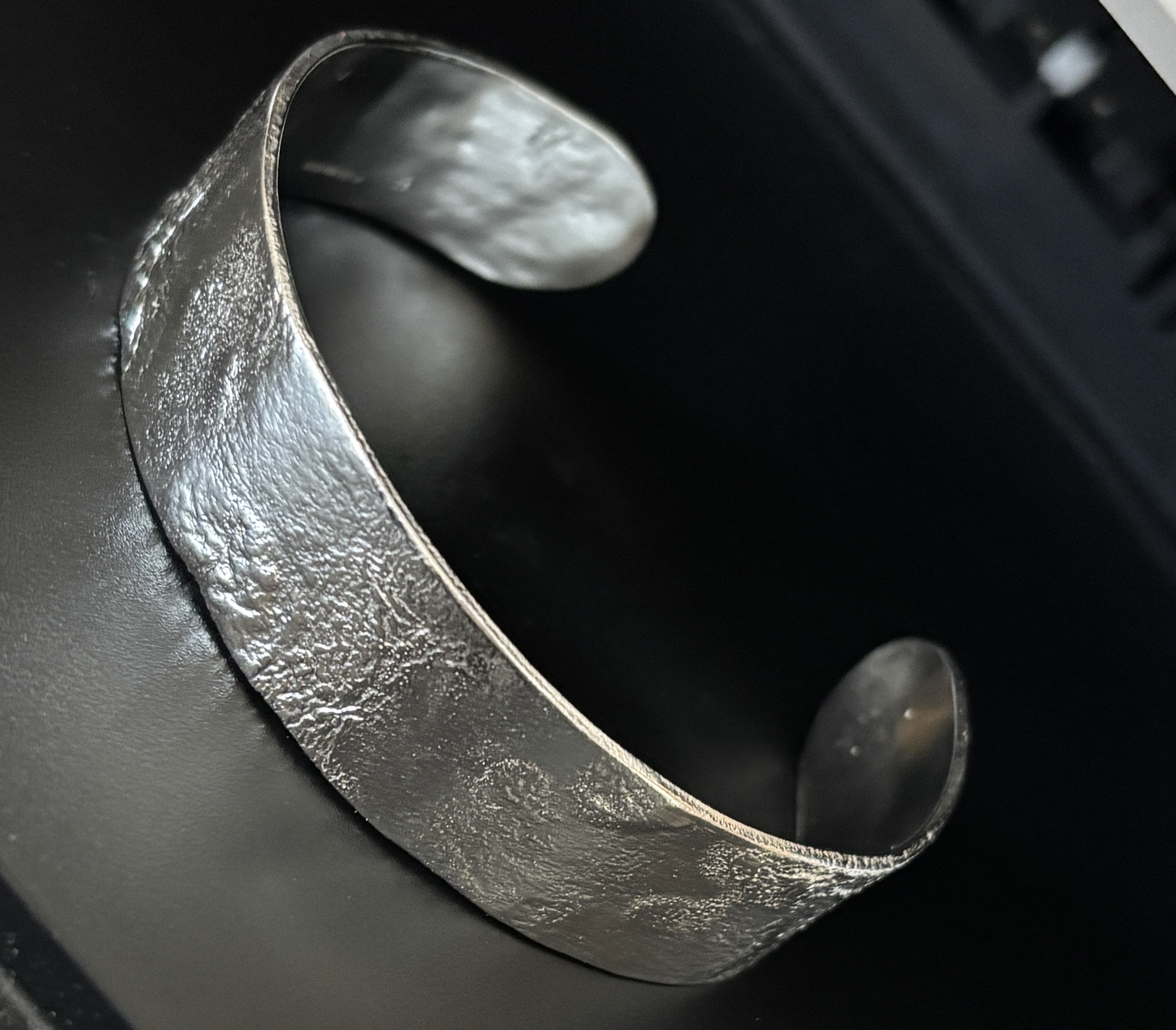 Solid Silver Bangle made with Reticulated (crinkly) Sterling Silver