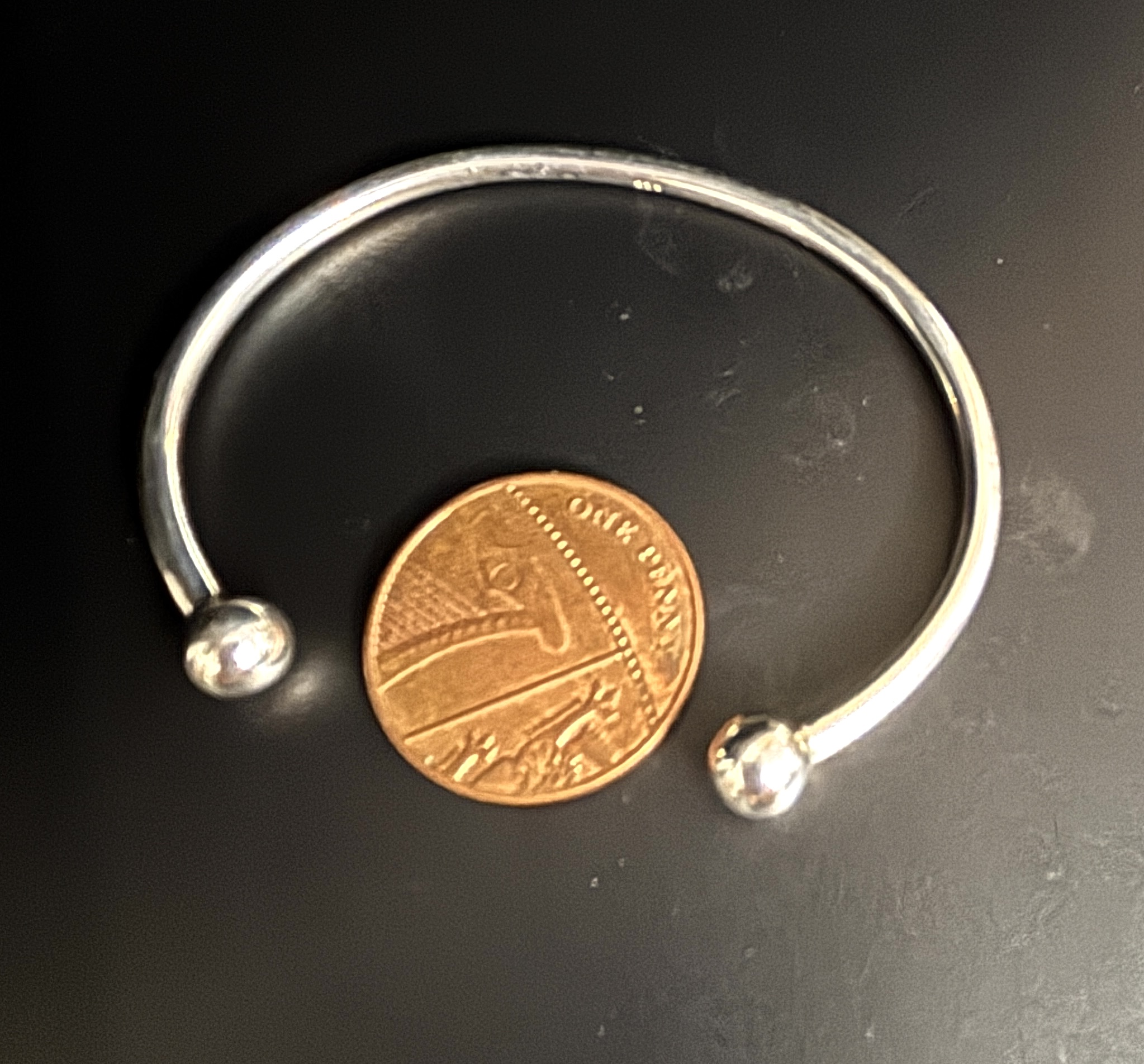 Solid Silver Open Oval  Round wire Cuff Bracelet