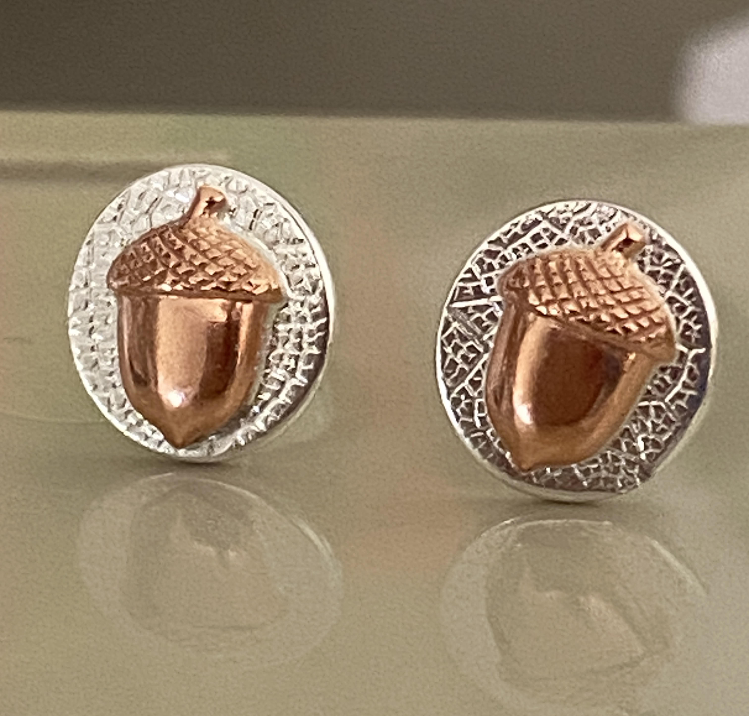 Wolds Way Acorn Copper & Silver Earrings