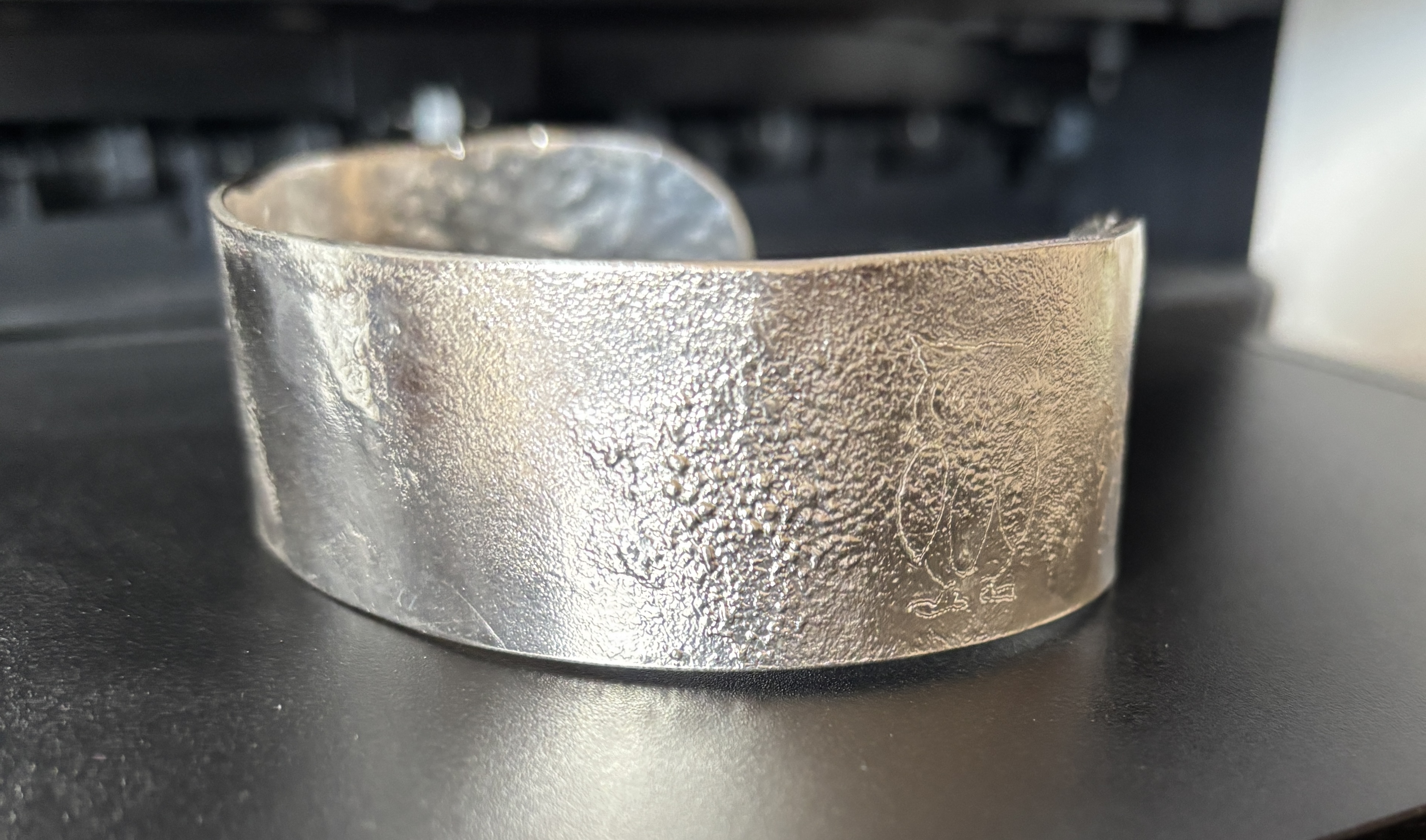 Owl Bangle Reticulated silver for Alicia - balance payment 