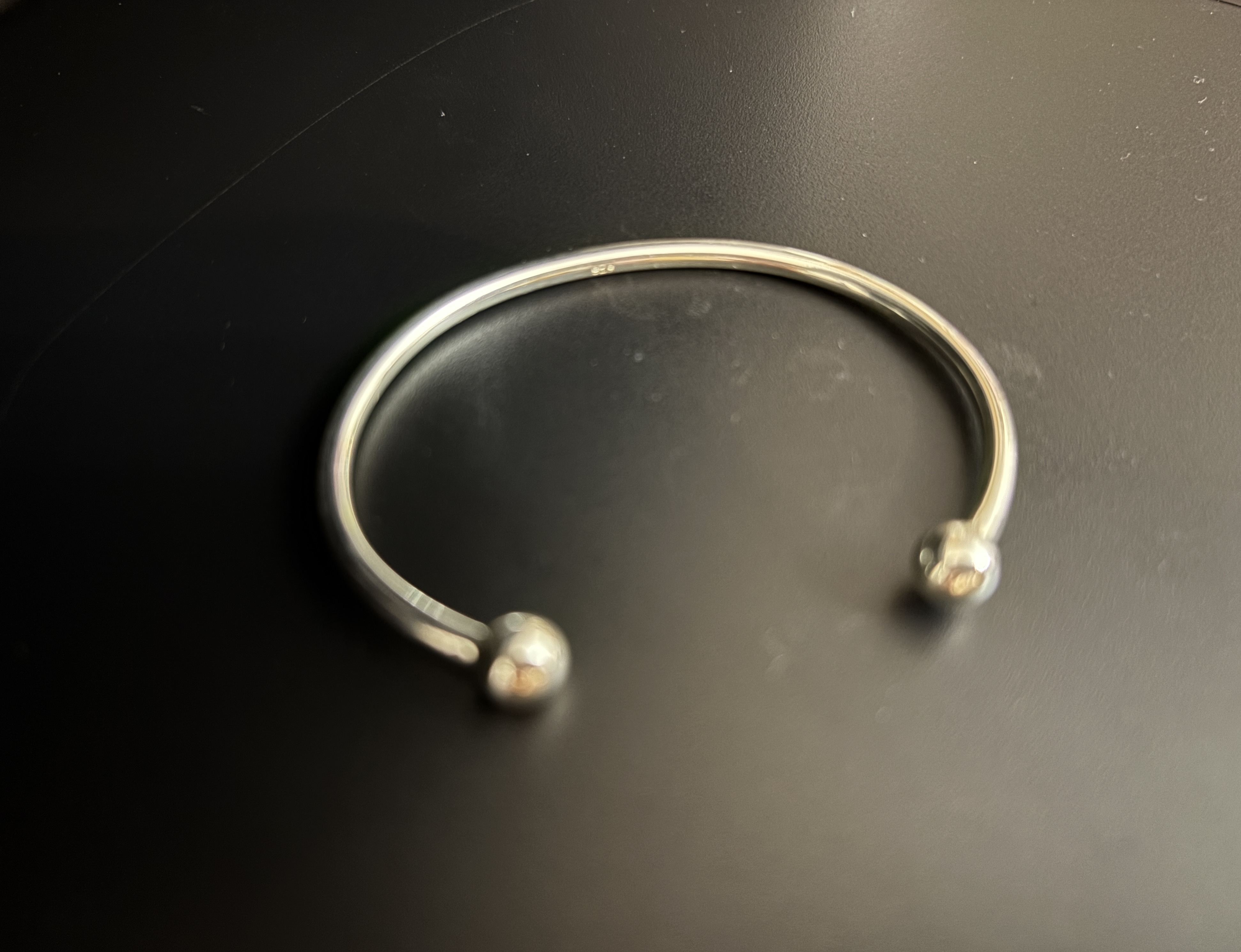 Solid Silver Open Oval  Round wire Cuff Bracelet