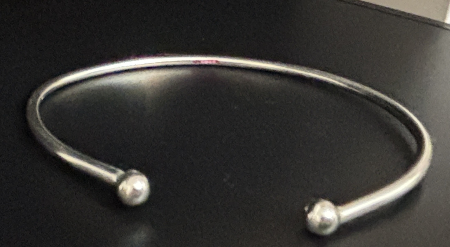 Solid Sterling Silver Open Bangle Bracelet