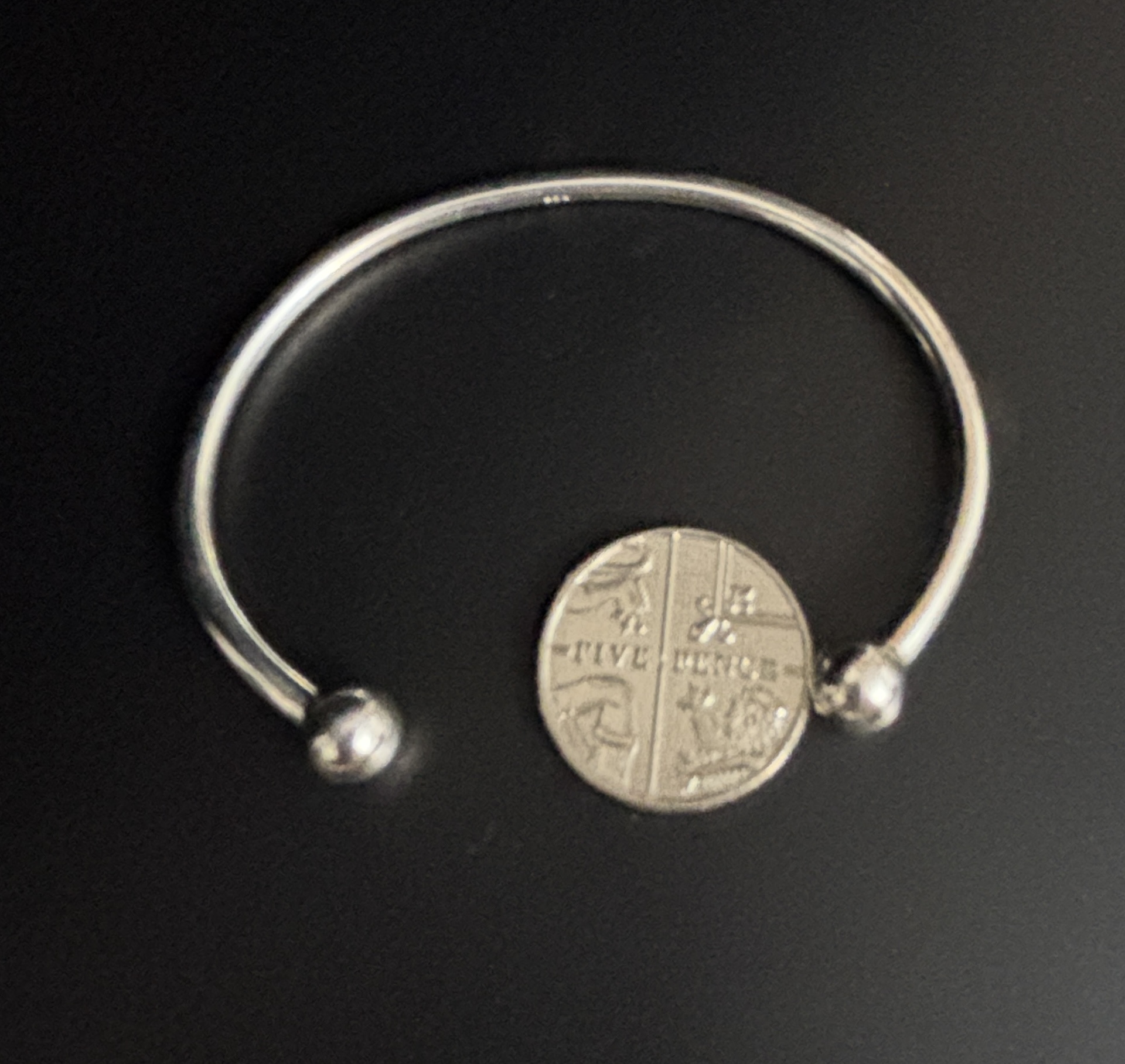 Solid Silver Open Oval  Round wire Cuff Bracelet