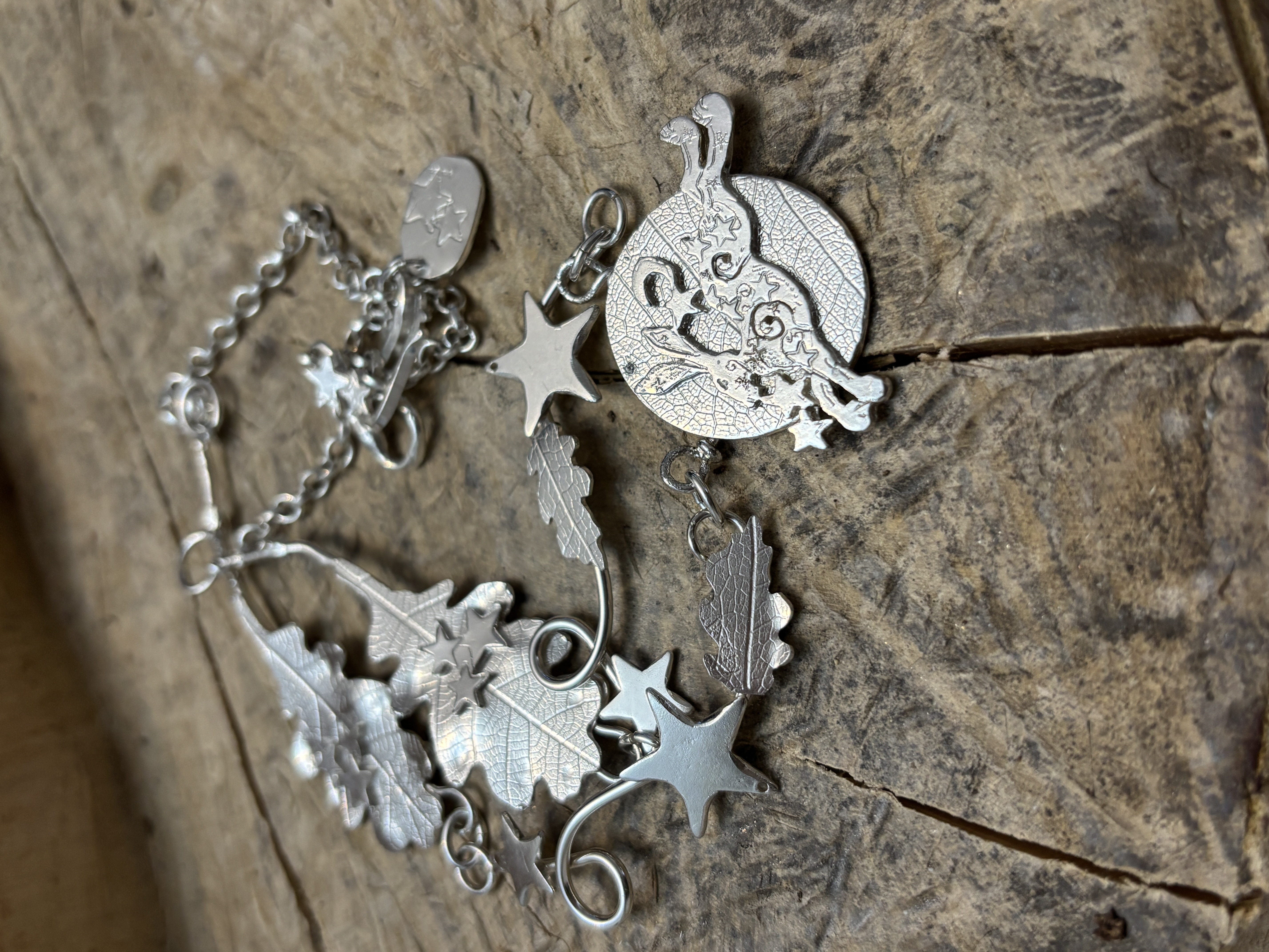 Stars and hares and Oak Leaves Long Necklace