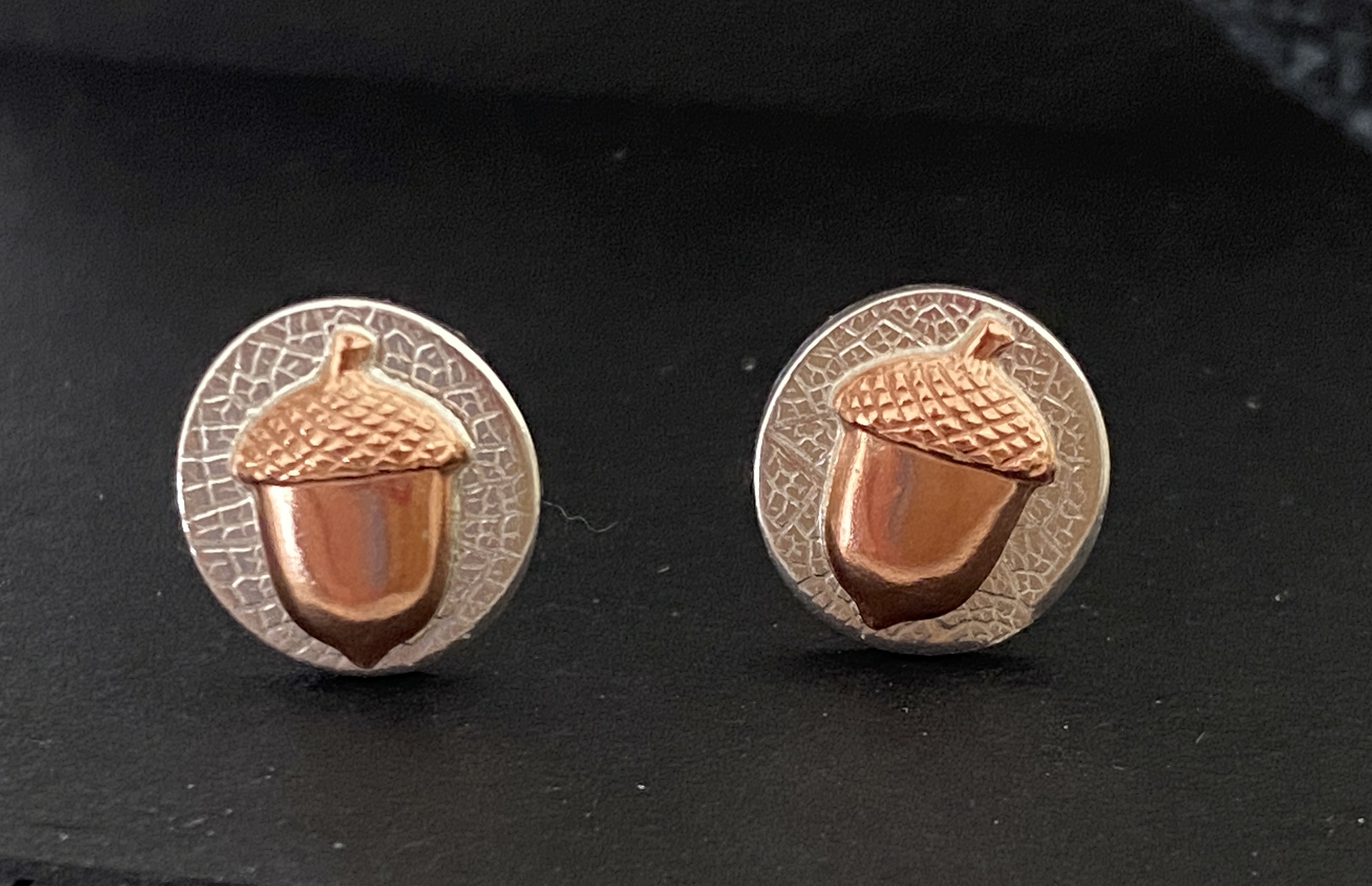 Wolds Way Acorn Copper & Silver Earrings