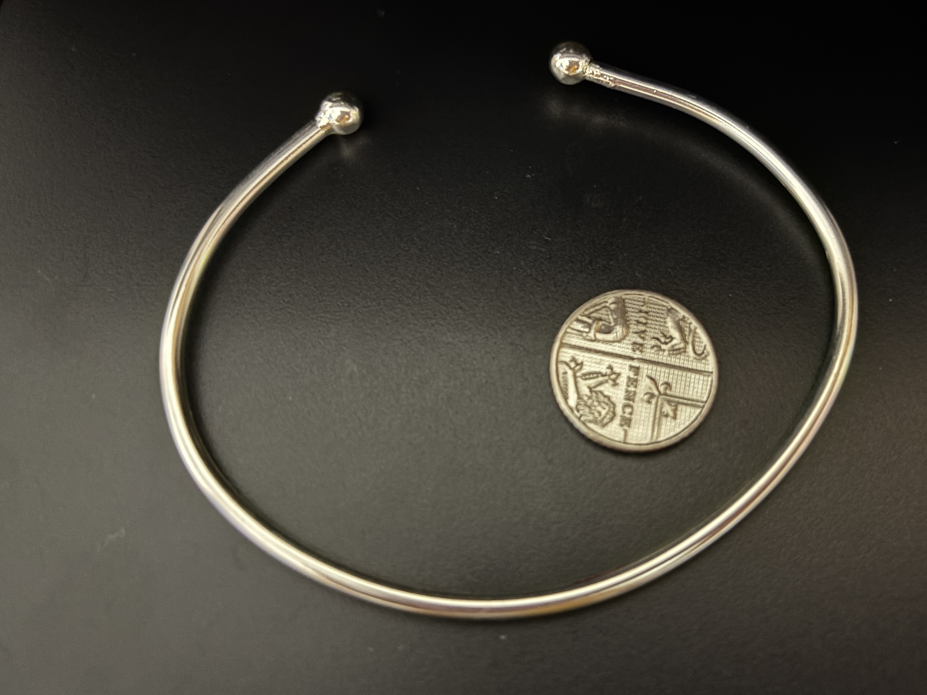 Solid Sterling Silver Open Bangle Bracelet