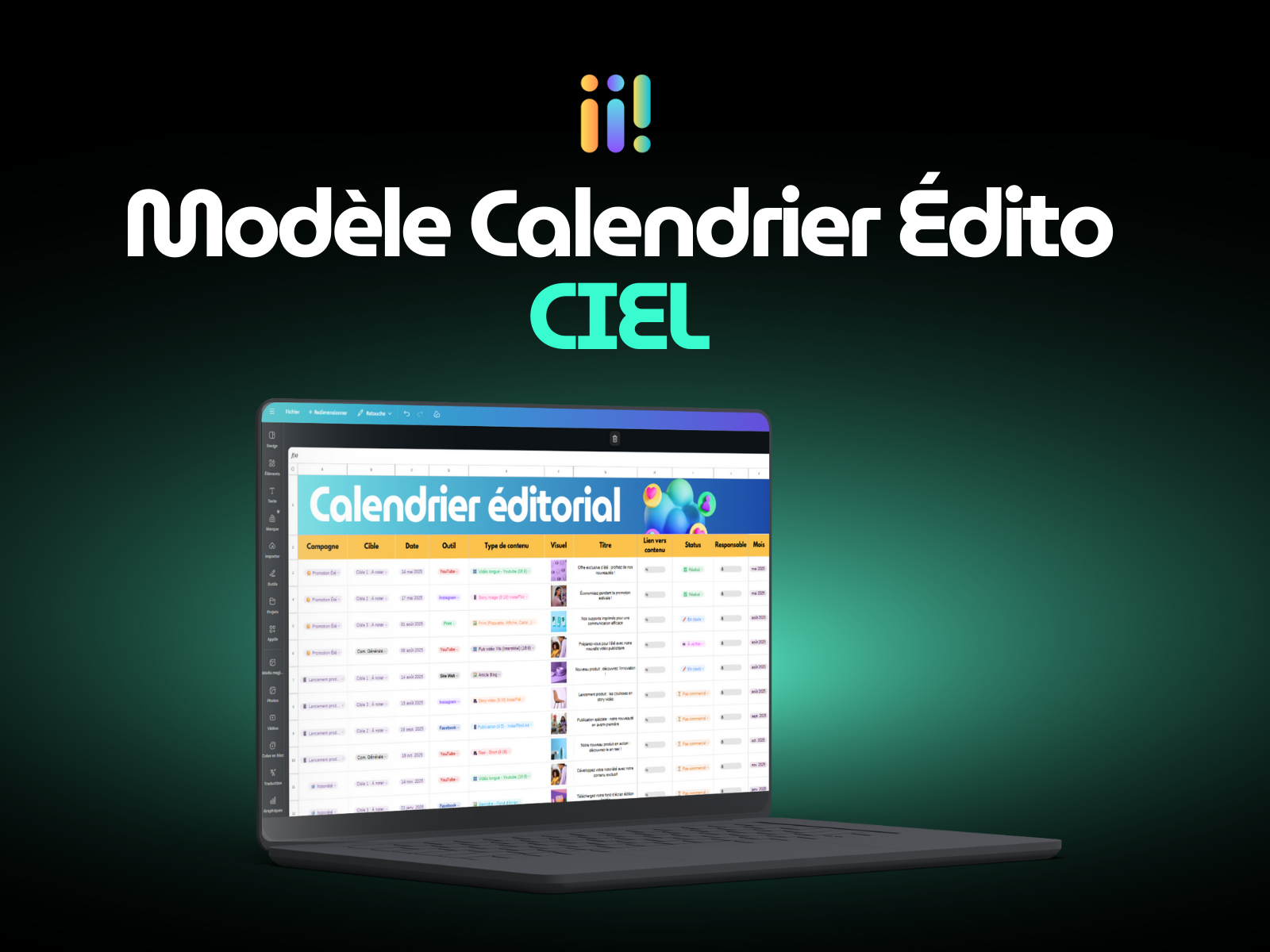 Modèle Canva - Calendrier Édito CIEL