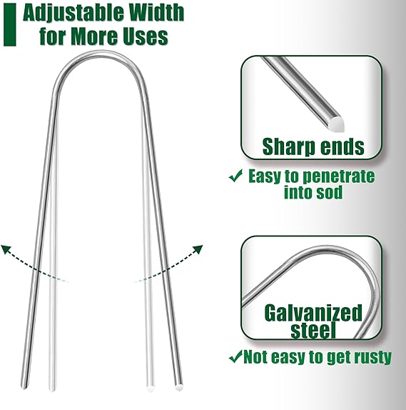 HOUYA U Shaped Garden Stakes 4 Inch 40 Pack