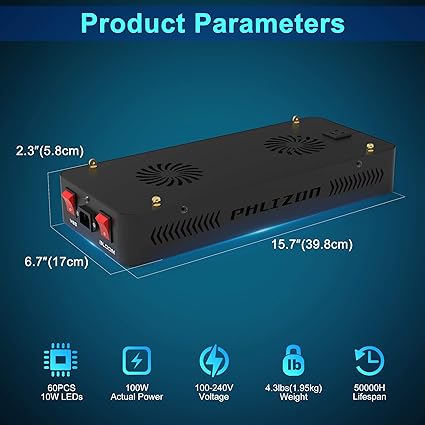 Phlizon Upgraded 600W LED Plant Grow Light