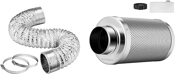 VIVOSUN 4 Inch Air Carbon Filter With Non-Insulated Flex Air Aluminum Ducting