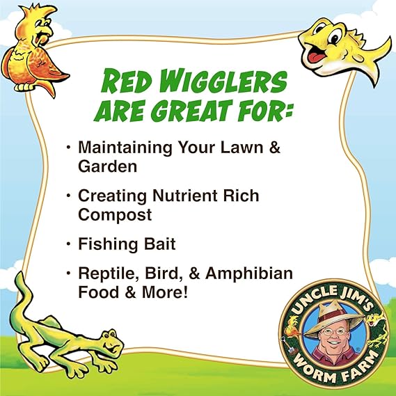 Uncle Jim's Worm Farm Red Wiggler Composting Worms Mix for Garden Soil or Fishing (100 count)