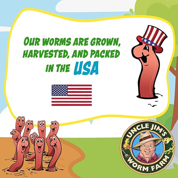 Uncle Jim's Worm Farm Red Wiggler Composting Worms Mix for Garden Soil or Fishing (100 count)