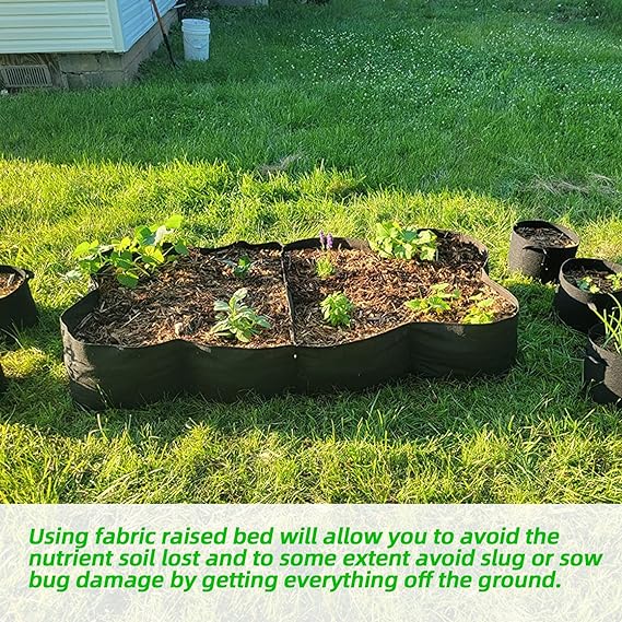 CJGQ Fabric Raised Garden Bed, 128 Gallon 8 Grids Plant Grow Bags, 3x6FT