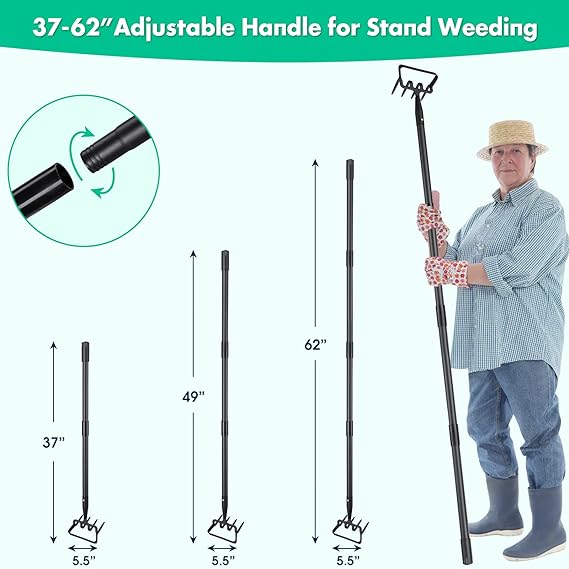 Heavy Duty Garden Hoe with 62 or 73 Inch Adjustable Handle
