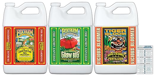 FoxFarm Liquid Nutrient Trio Soil Formula: Big Bloom, Grow Big, Tiger Bloom (160z, 32oz, & 128oz sizes)