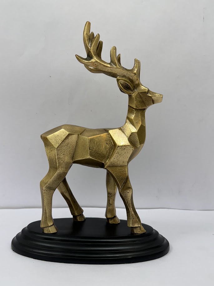 Geometric Brass Deer Figurine