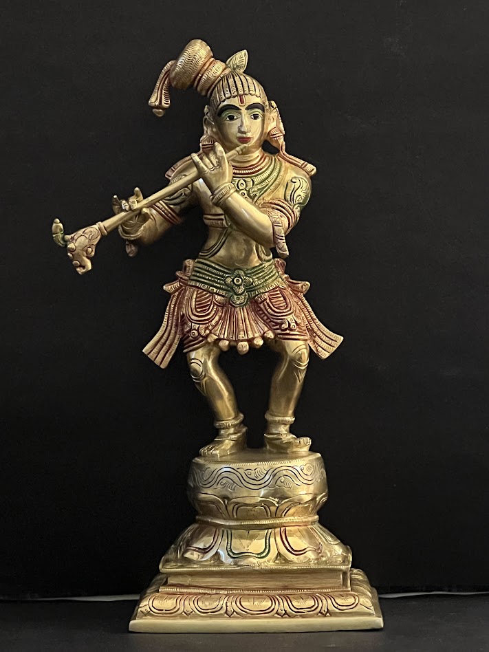 Superfine Brass Krishna in Nepali tradition 