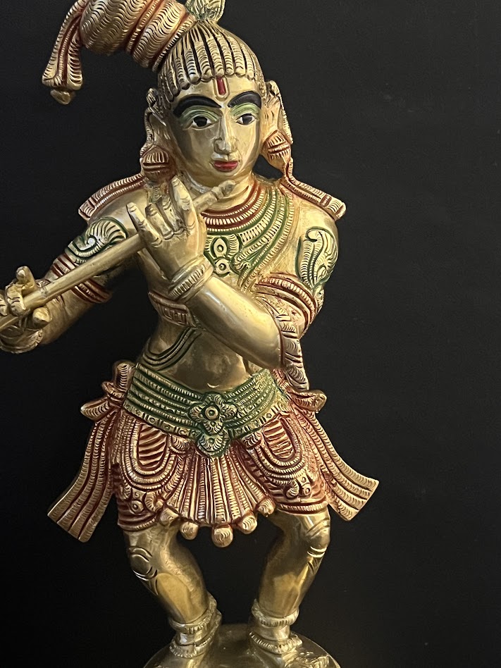 Superfine Brass Krishna in Nepali tradition 