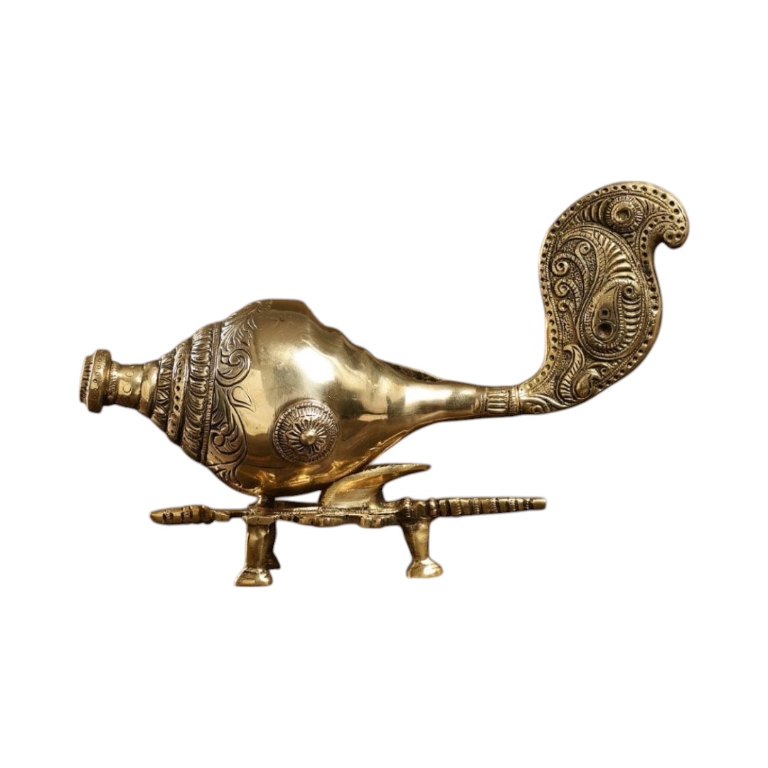 Brass Shankh (Conch) on Stand 