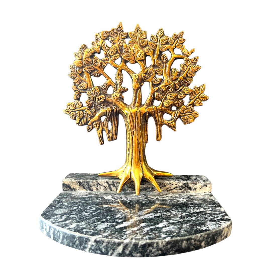Brass Banyan Tree on Marble Base