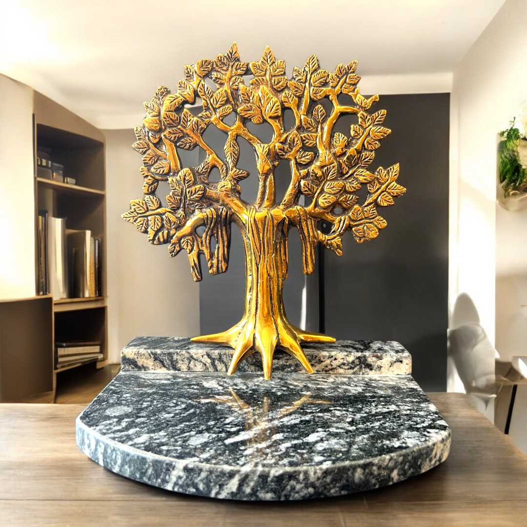 Brass Banyan Tree on Marble Base