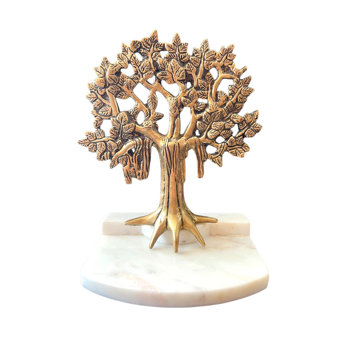 Brass Banyan Tree on Marble Base