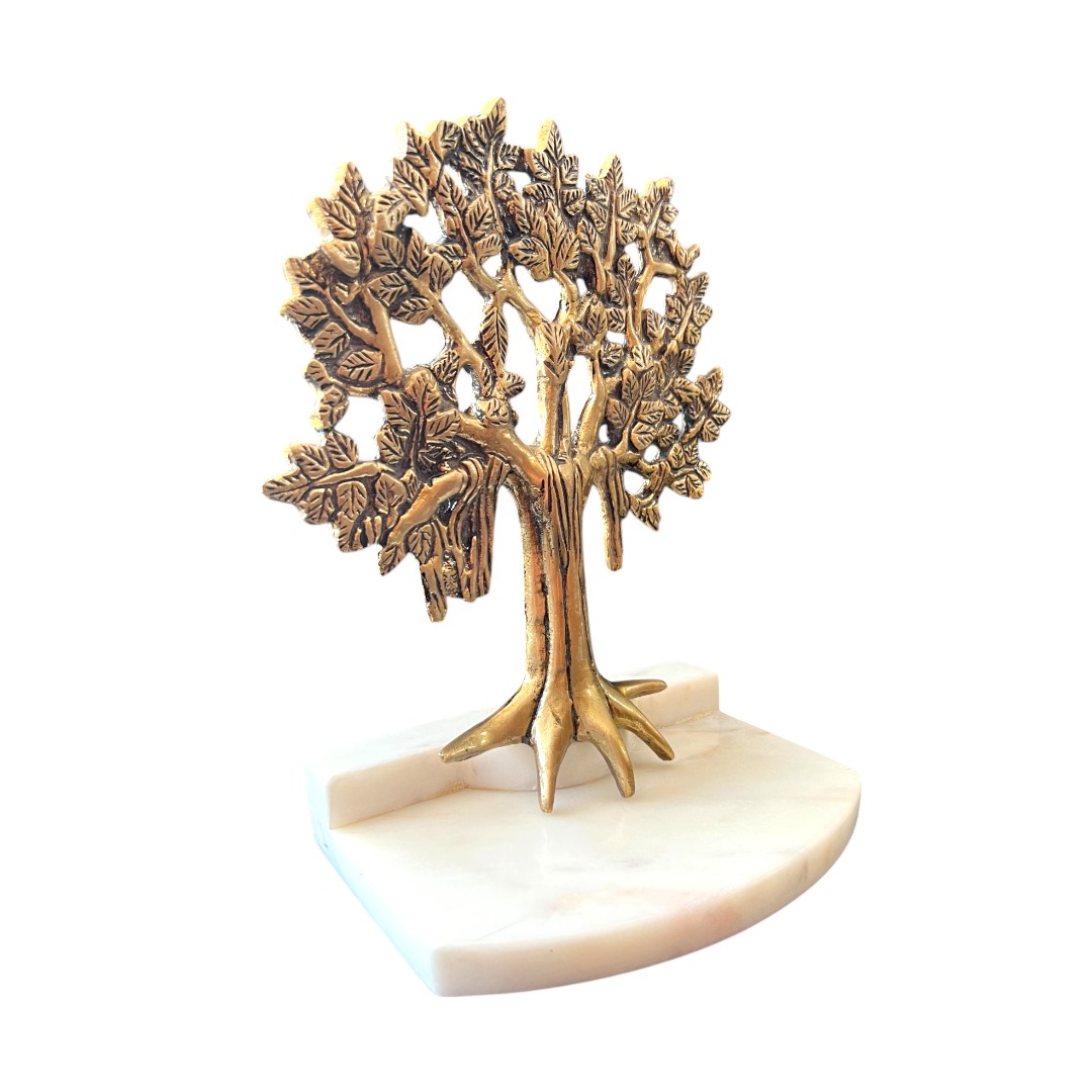 Brass Banyan Tree on Marble Base