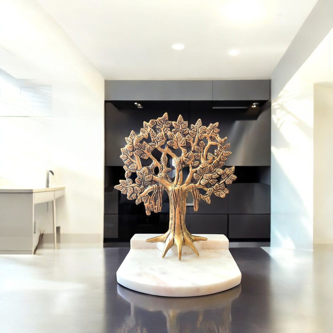 Brass Banyan Tree on Marble Base
