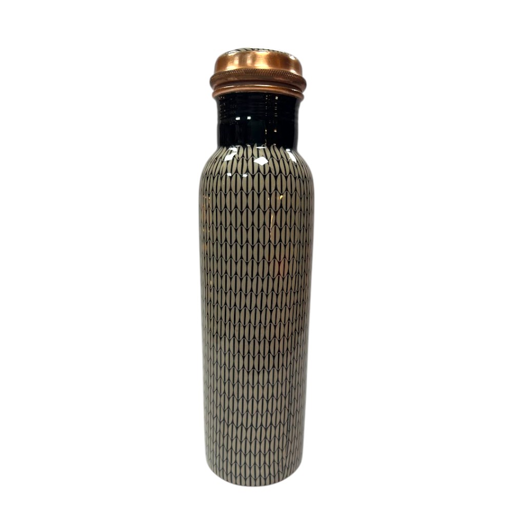 Black Oval Print Water bottle with Lacquer Coating