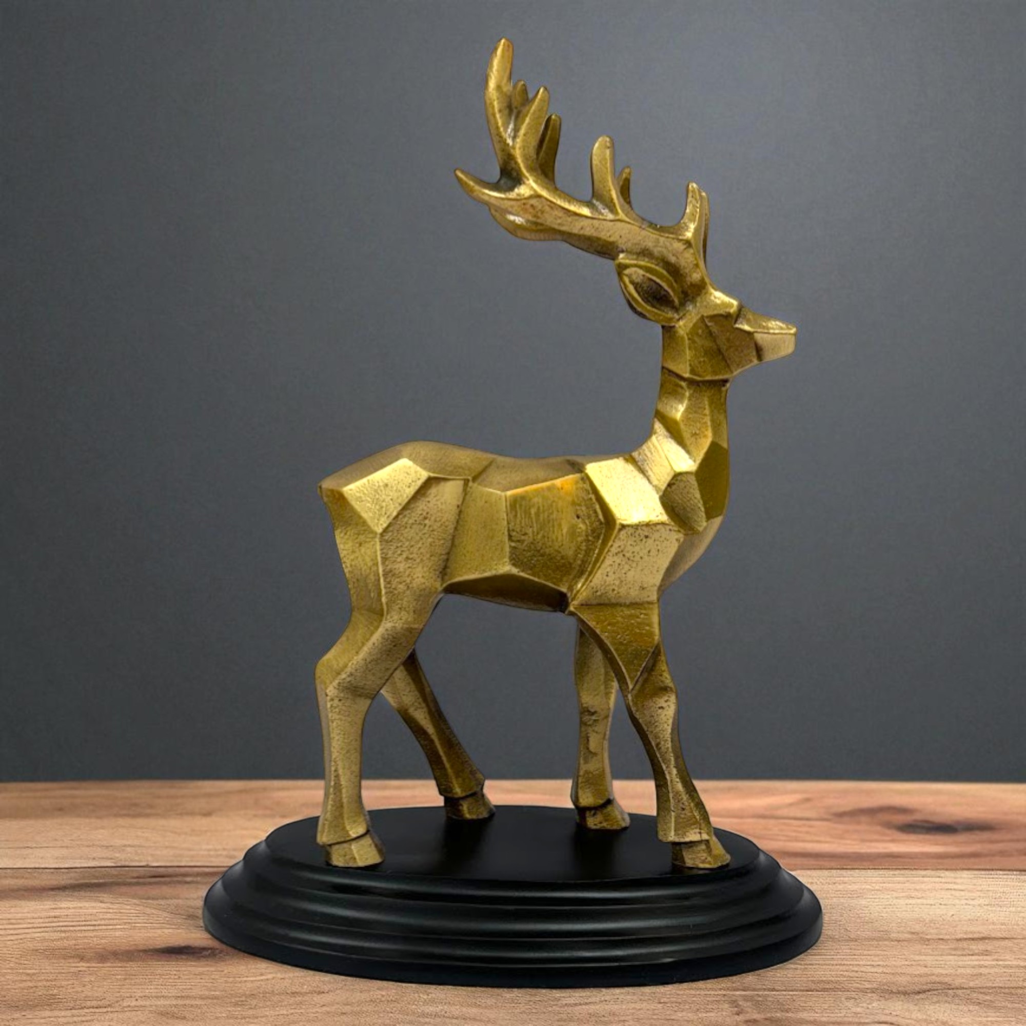 Geometric Brass Deer Figurine