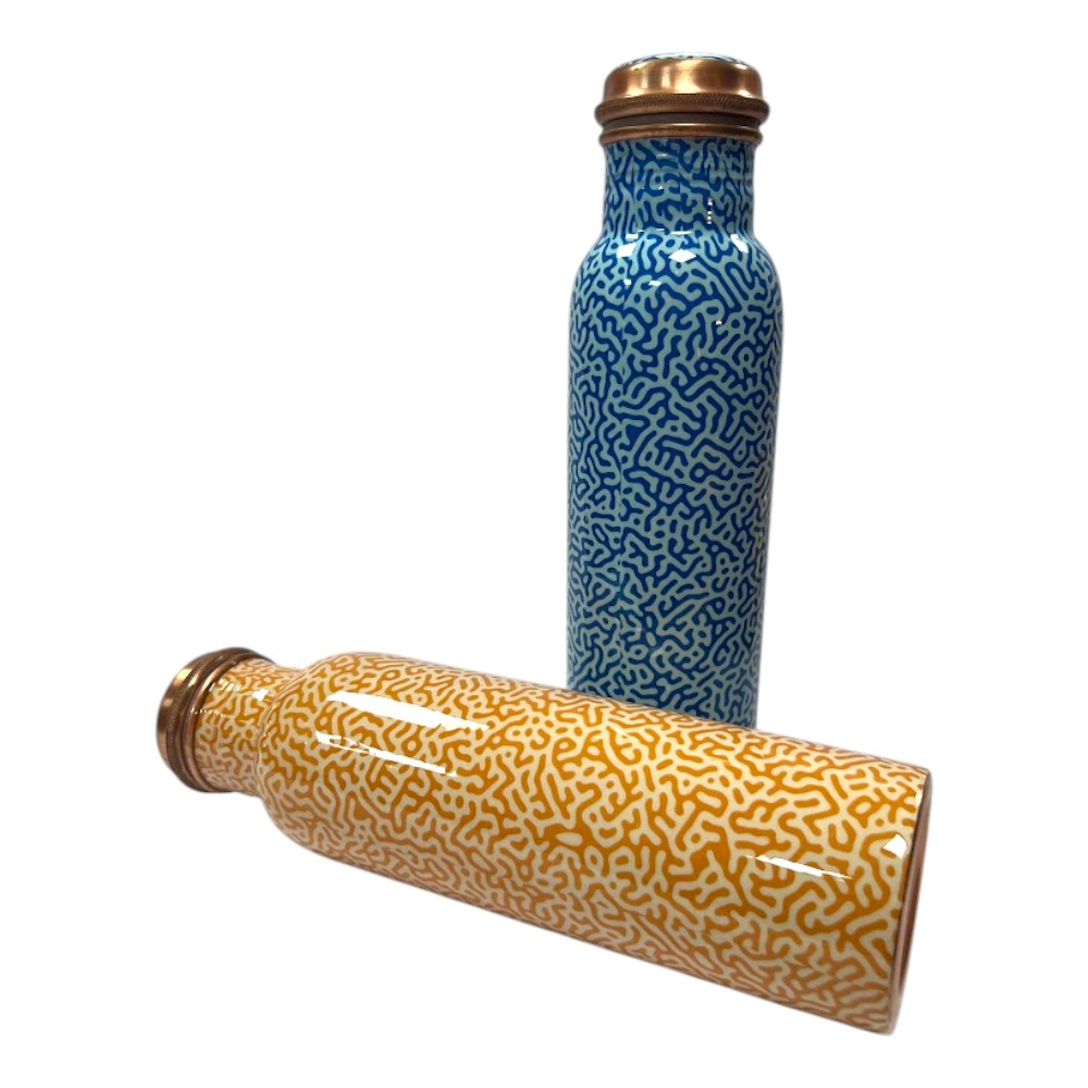 Tiger Print Copper Water bottle with Lacquer Coating