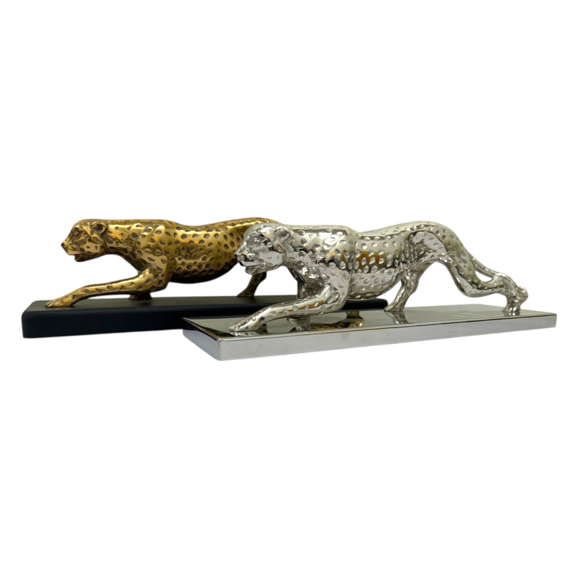 Stealth in Motion – Metallic Panther Sculptures