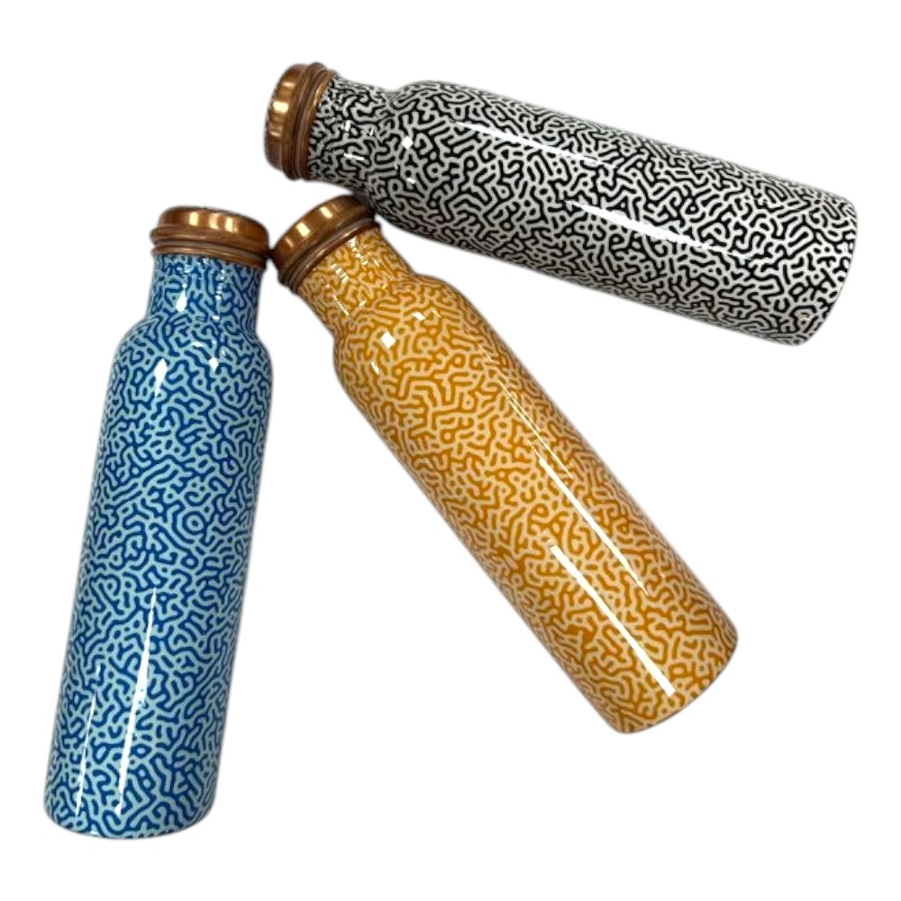 Tiger Print Copper Water bottle with Lacquer Coating