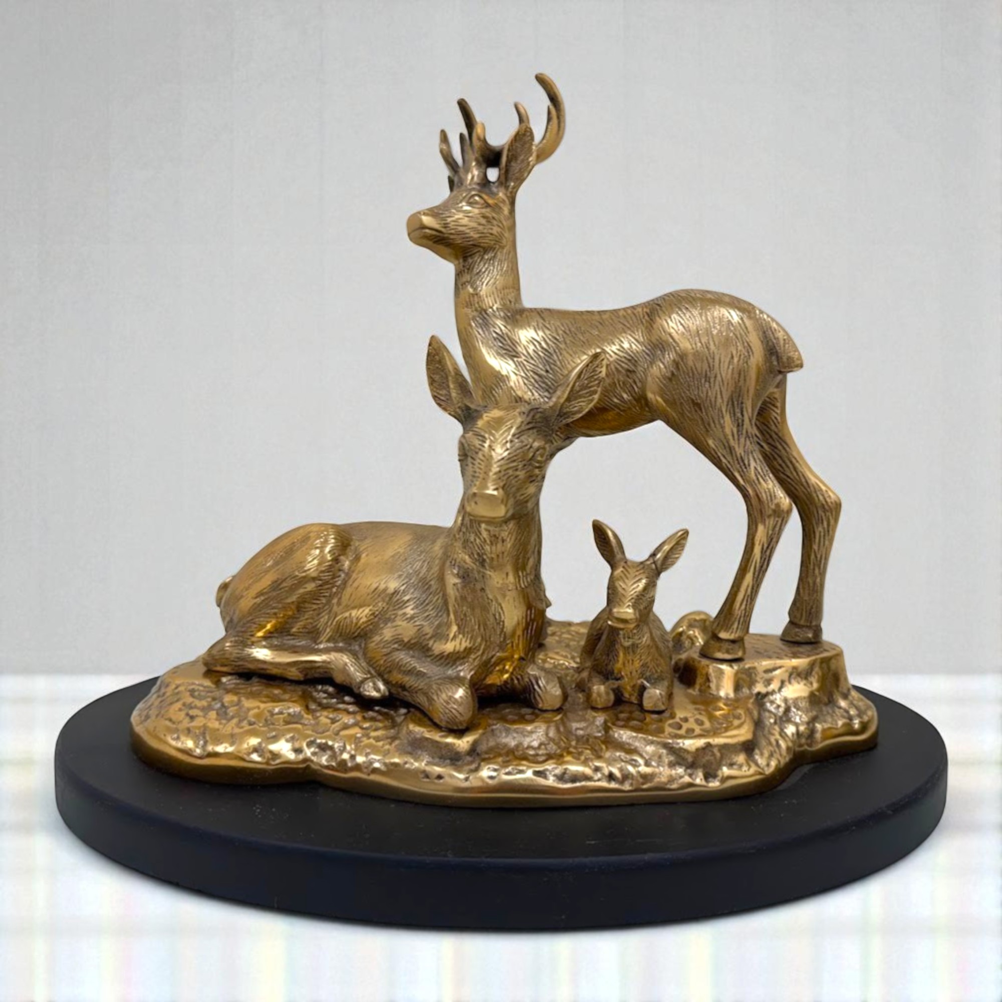 Golden Deer Family Sculpture