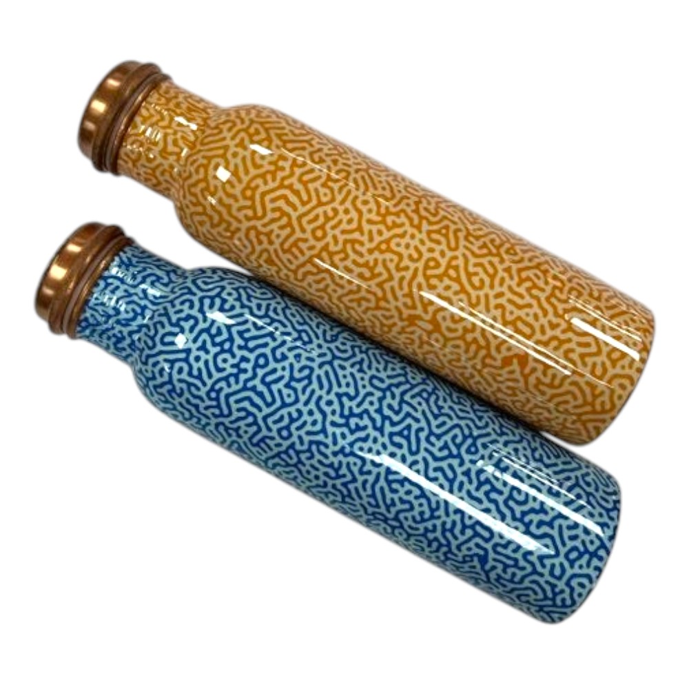 Tiger Print Copper Water bottle with Lacquer Coating