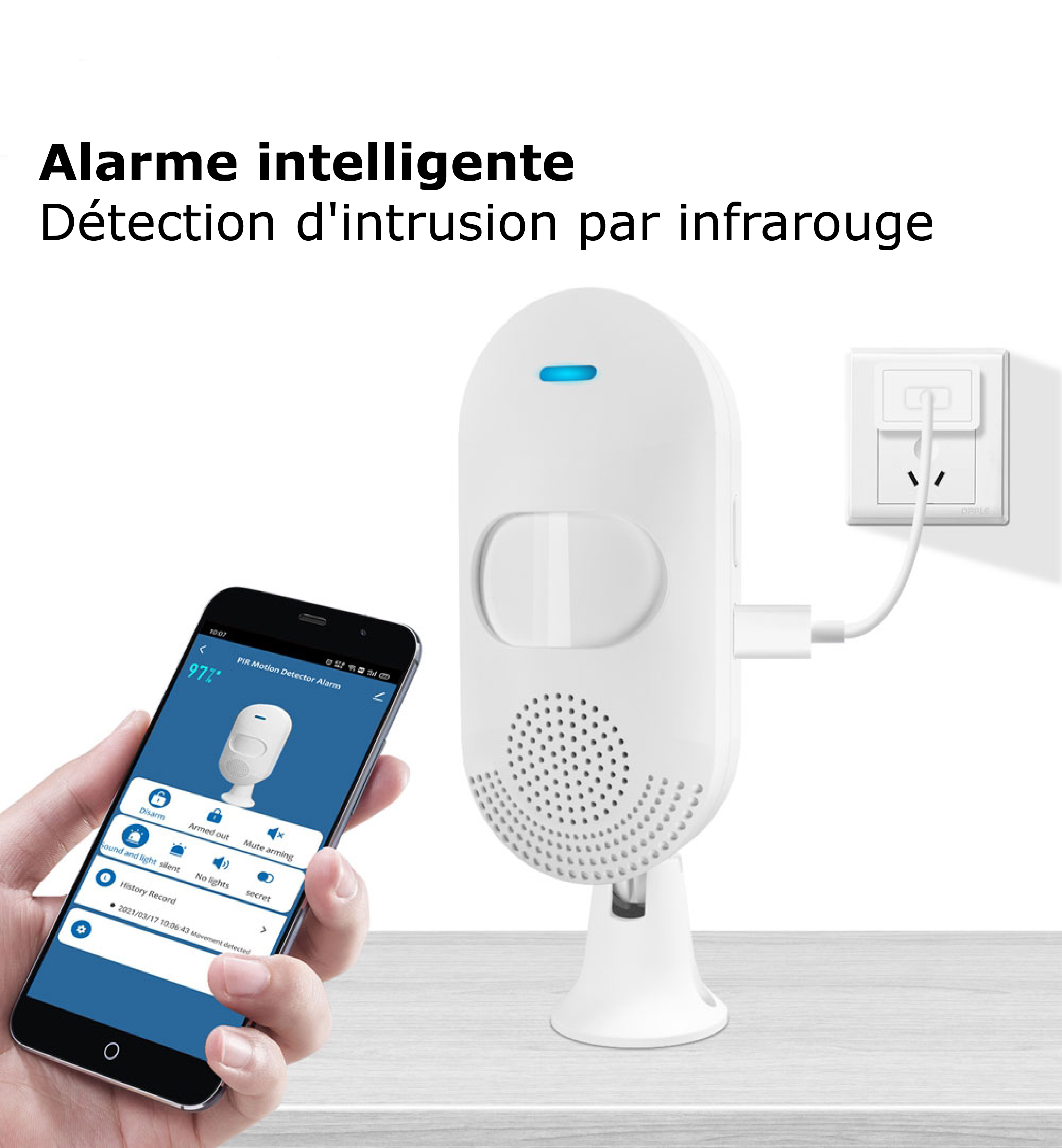  Détecteur de Mouvement Infrarouge avec Sirène Intégrée