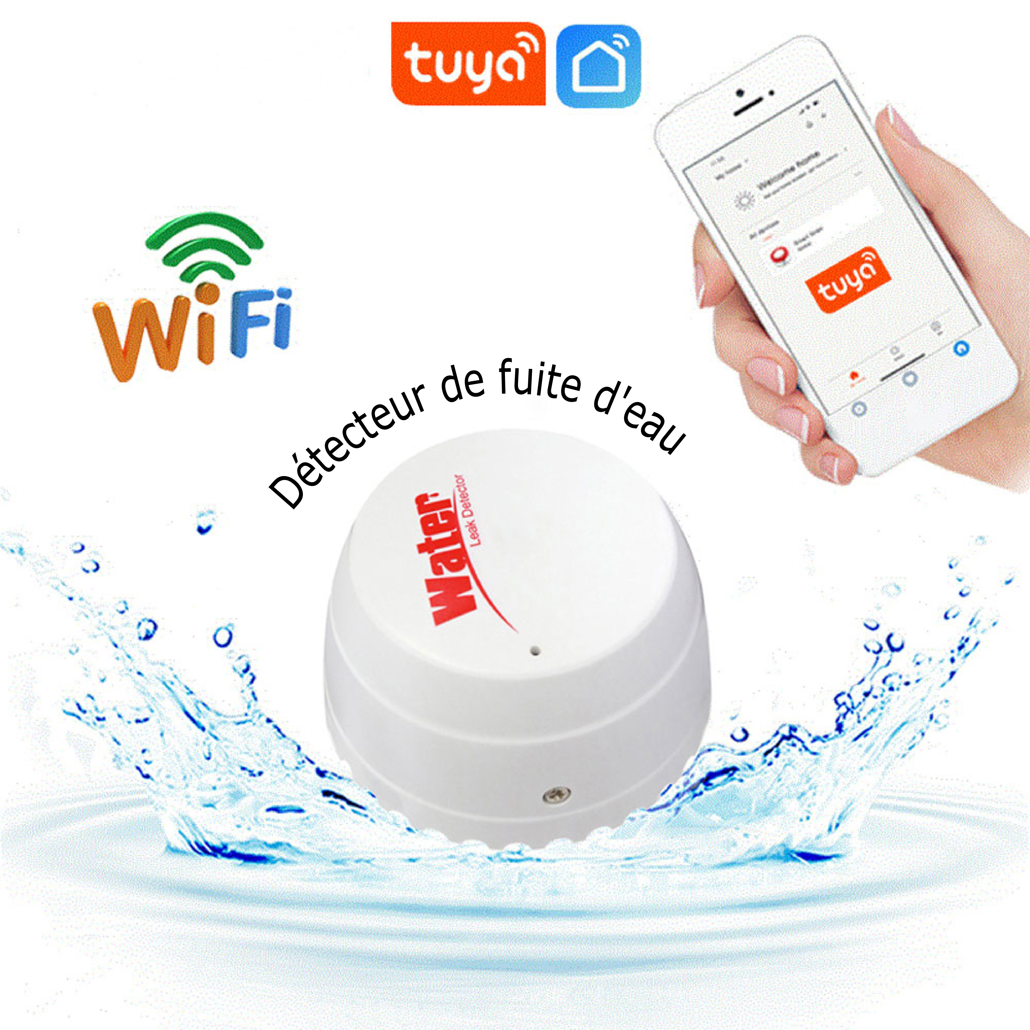Détecteur d'Inondation Wi-Fi Intelligent Intégré au Système Tuya