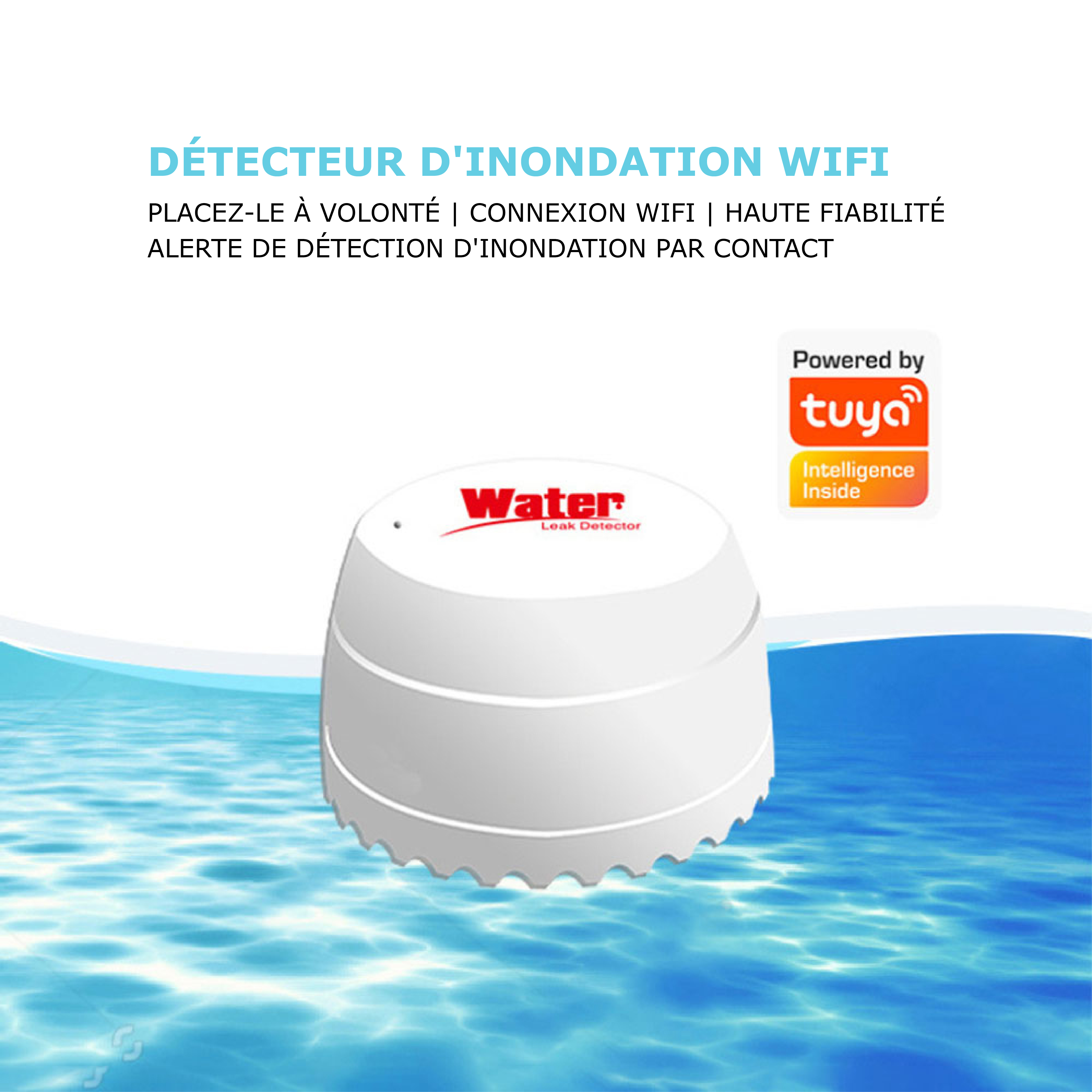 Détecteur d'Inondation Wi-Fi Intelligent Intégré au Système Tuya