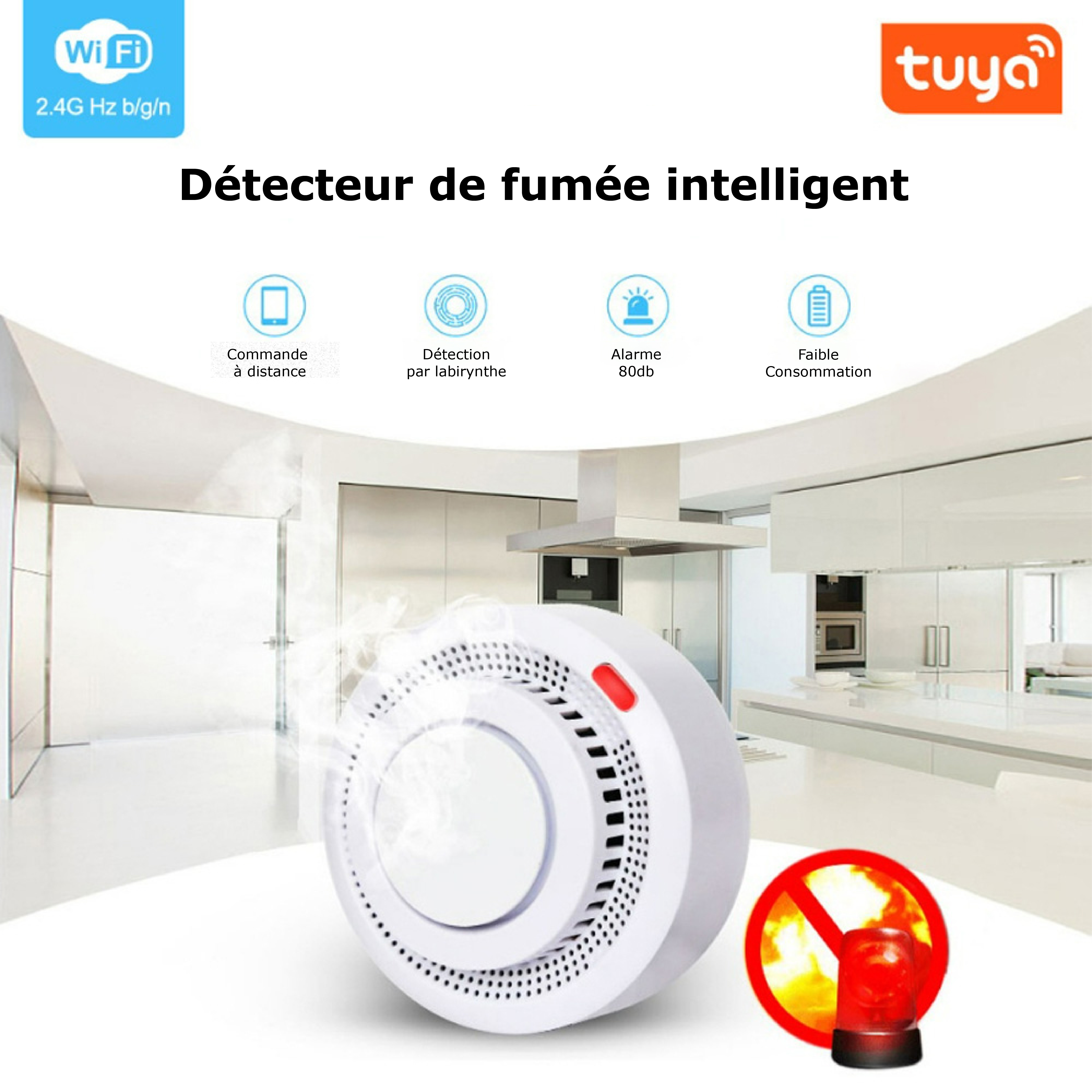  Protégez votre maison 24/7 avec le détecteur de fumée intelligent SL-YG400A et l'application Tuya