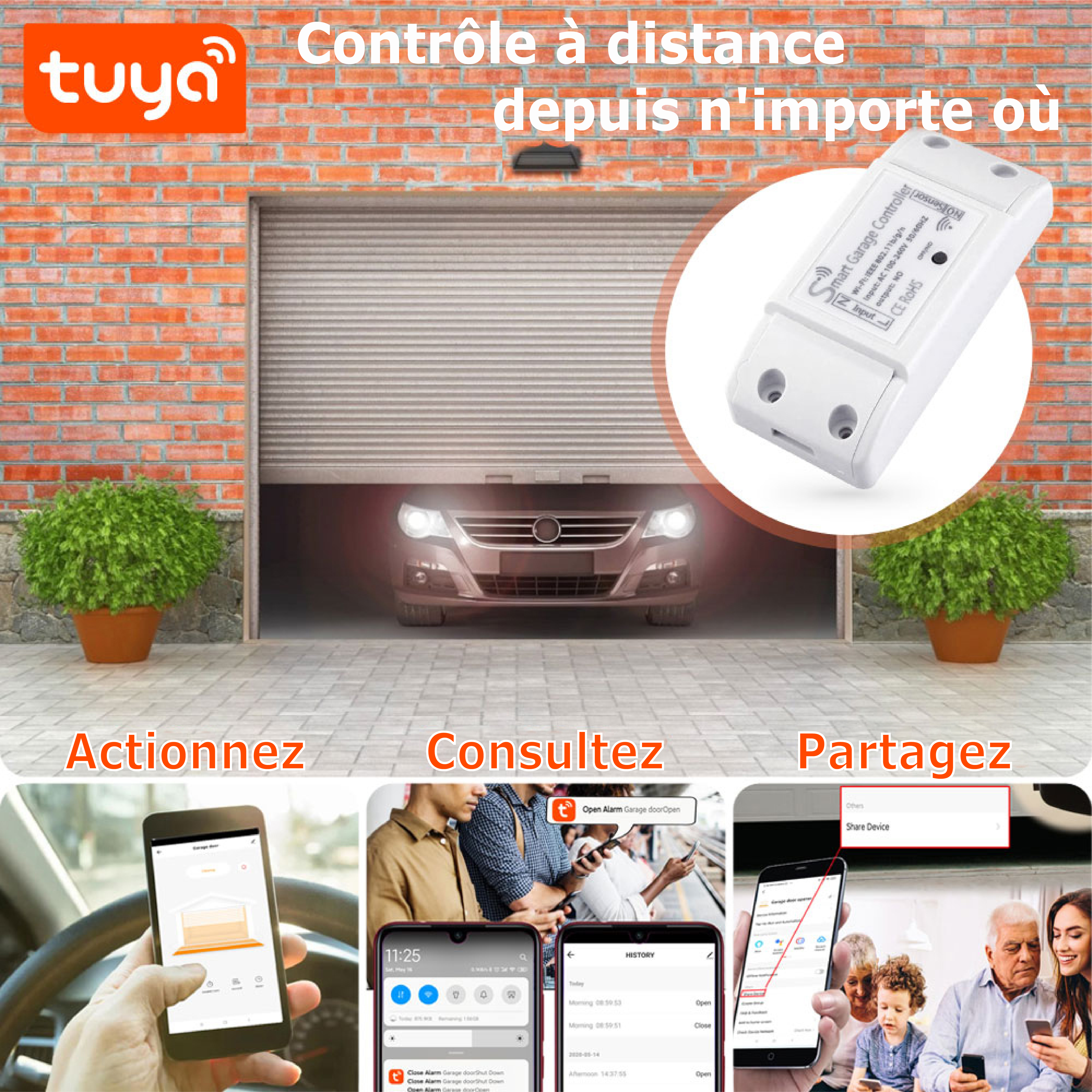 Contrôlez à distance vos portes de garage avec le module intelligent sans fil SL-WD003 et la technologie Tuya