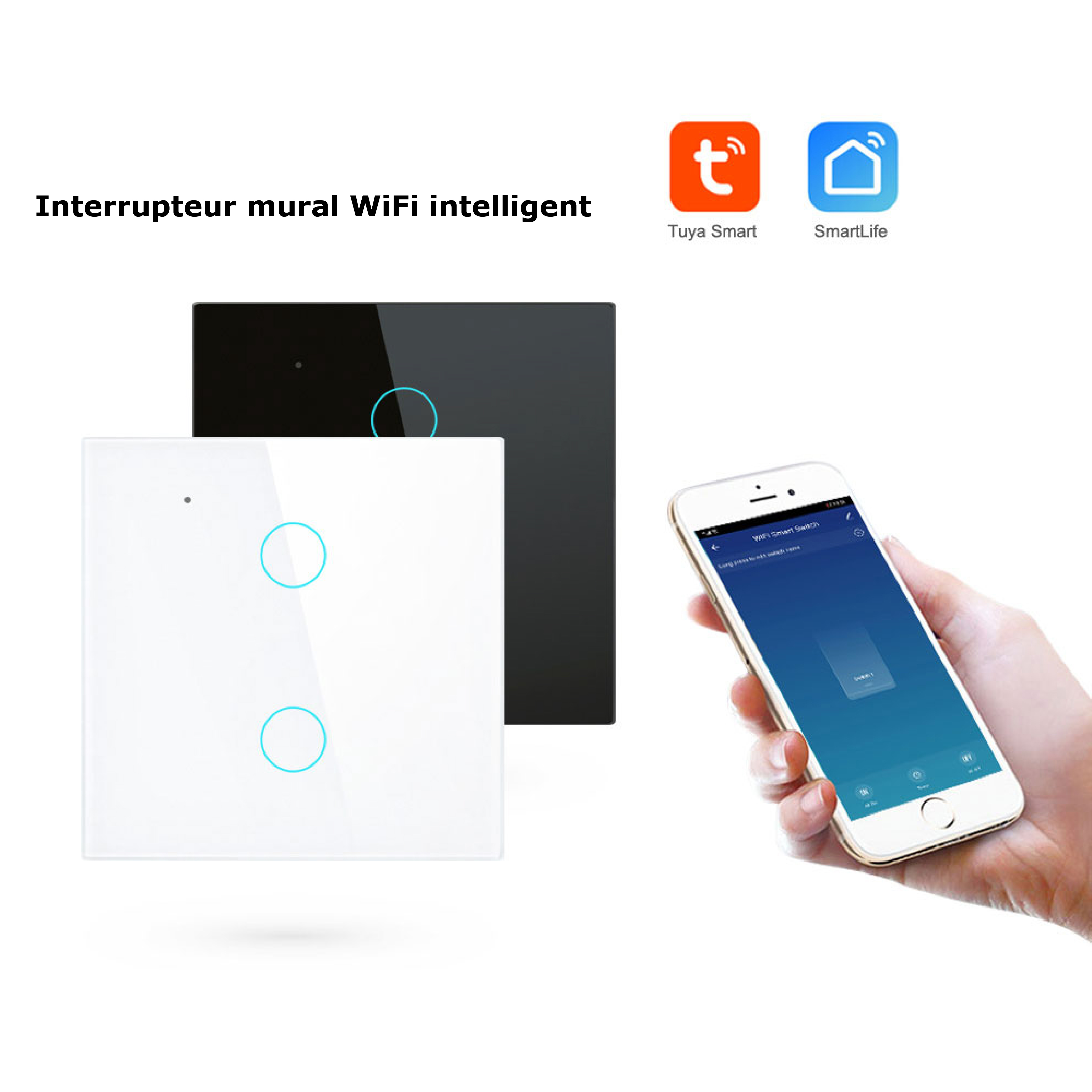 Illuminez votre intérieur avec l'interrupteur tactile double intelligent Wifi et l'application Smartlife