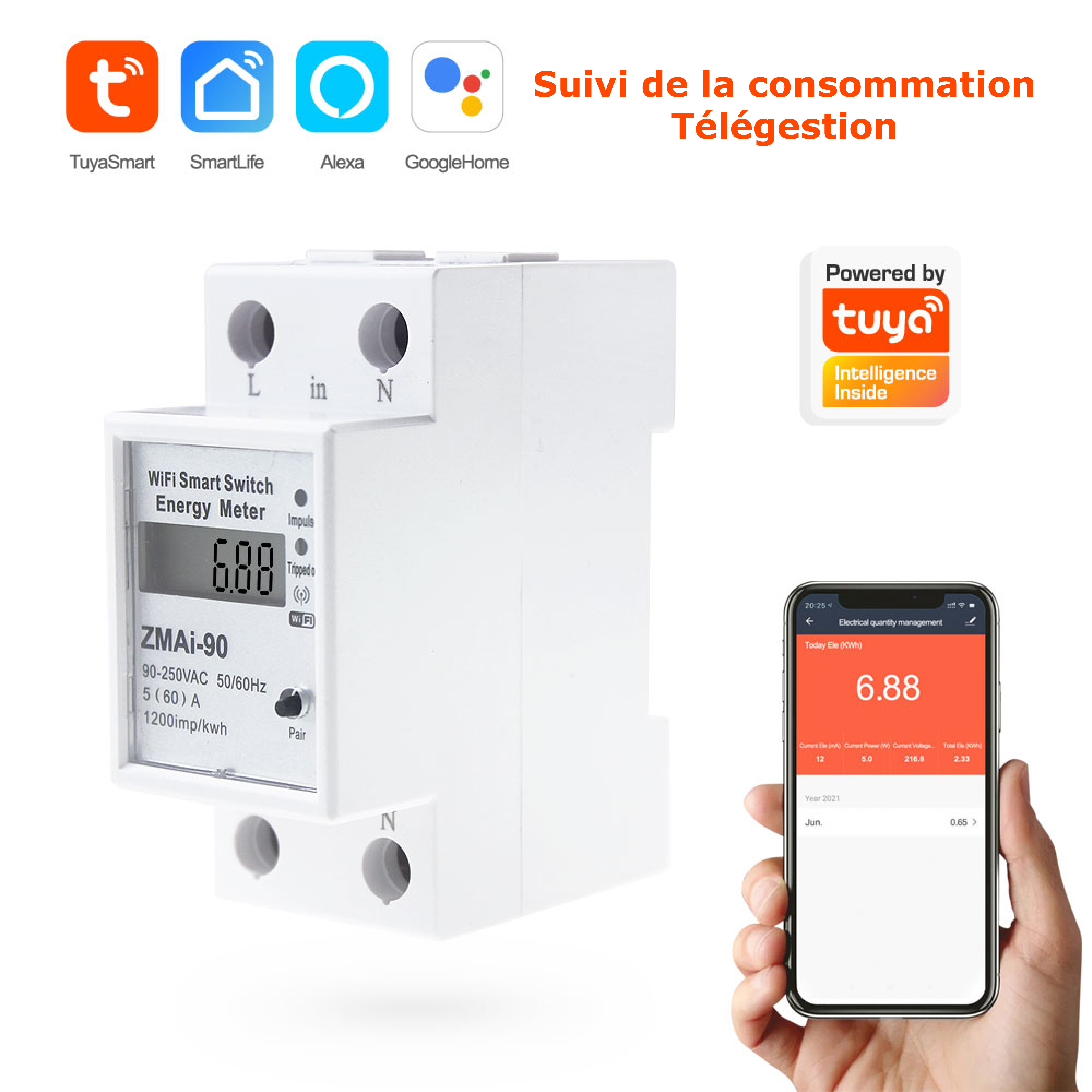 Optimisez votre consommation énergétique avec le compteur électrique intelligent sans fil SL-ZMAI90