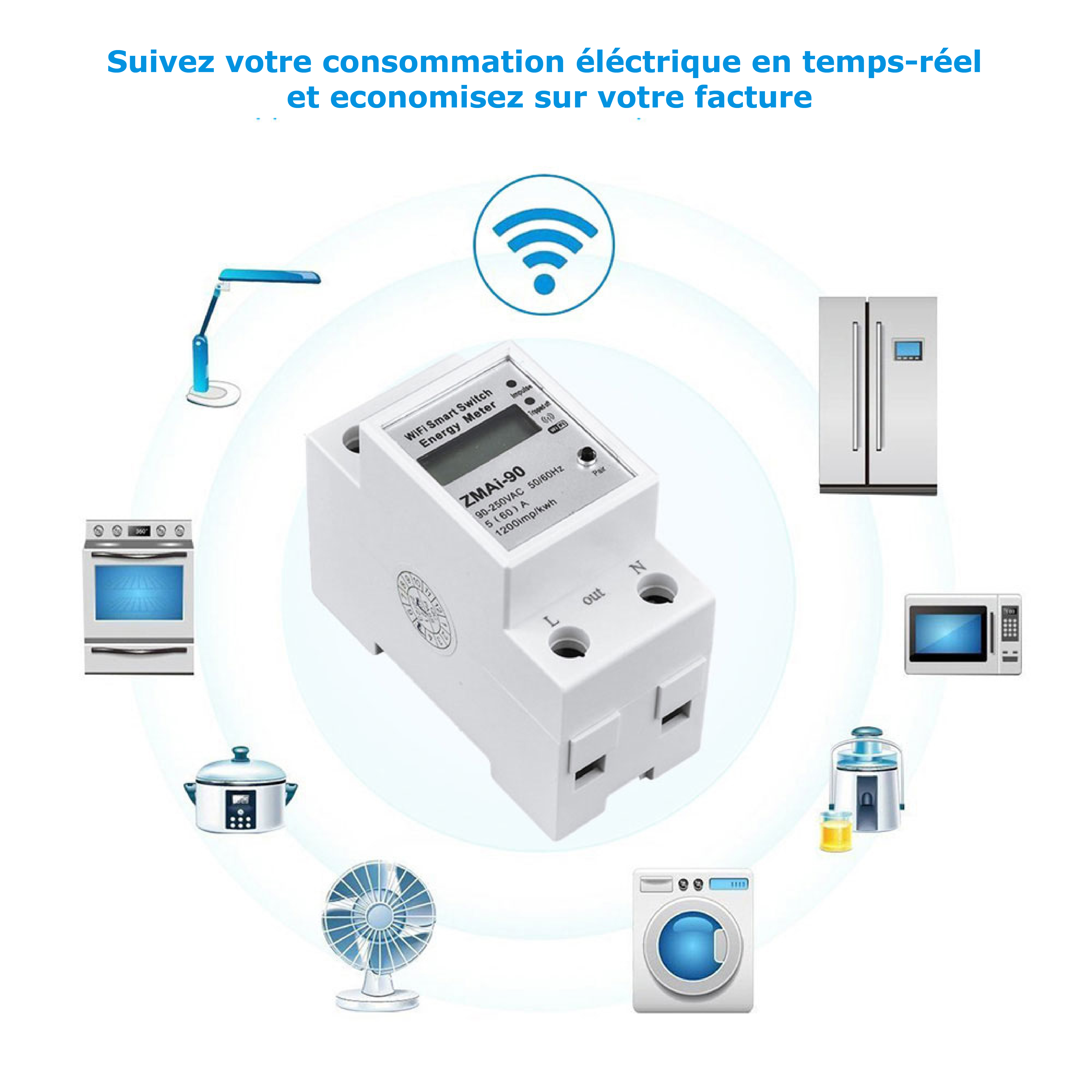 Optimisez votre consommation énergétique avec le compteur électrique intelligent sans fil SL-ZMAI90