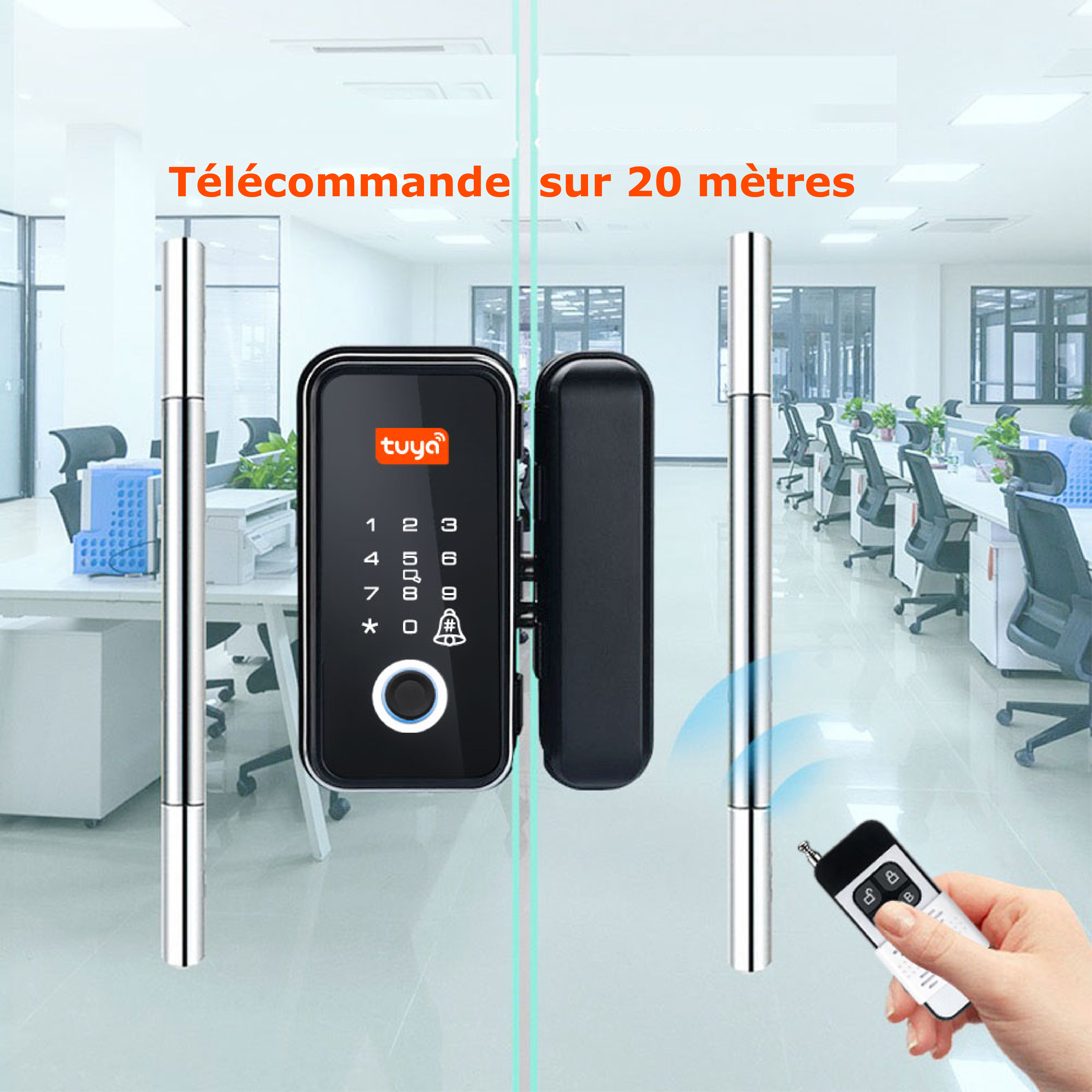 La serrure biométrique intelligente wifi SL-GLB2 est spécialement conçue pour les portes en verre 