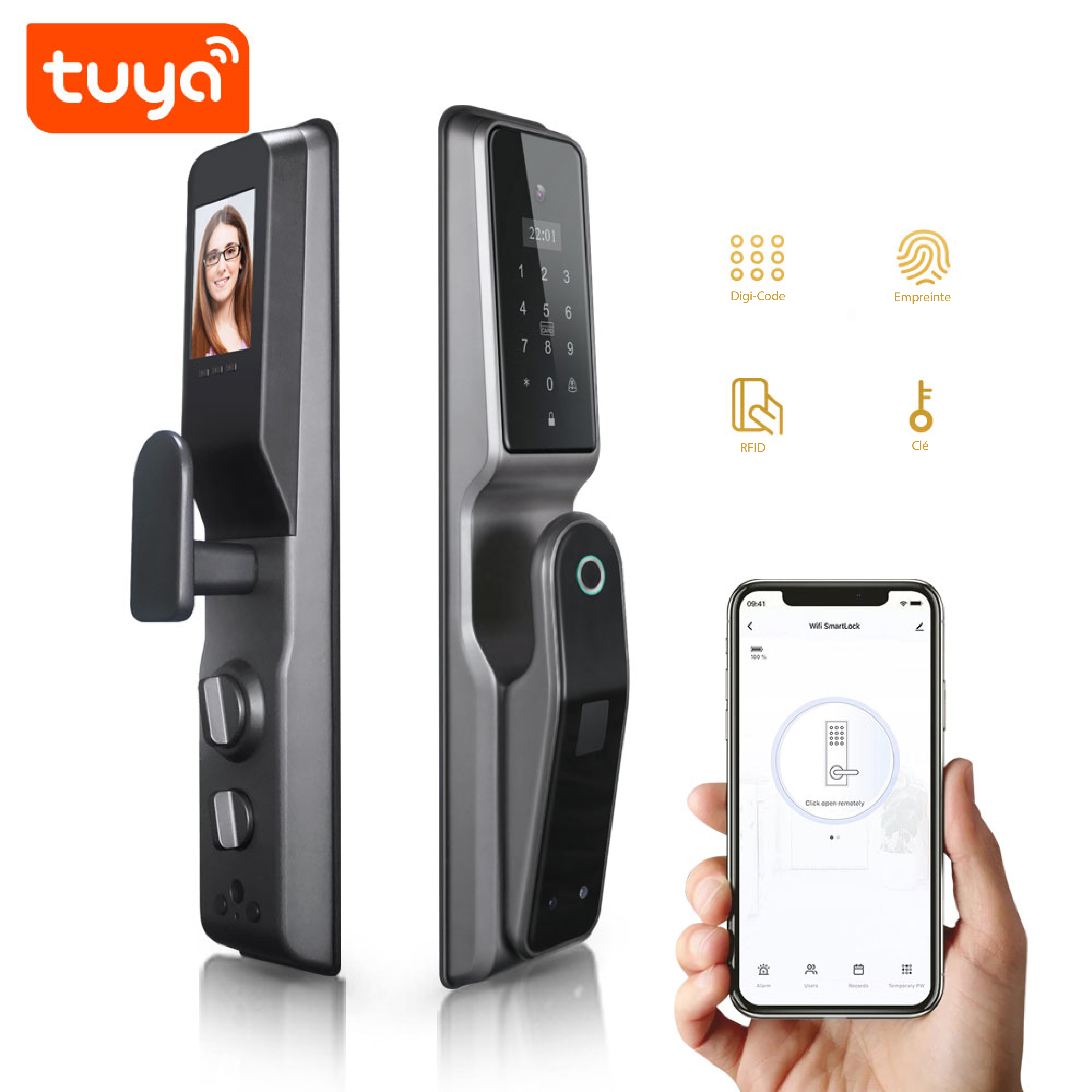 Serrure Wi-Fi Intelligente Tuya 7 en 1 avec Caméra