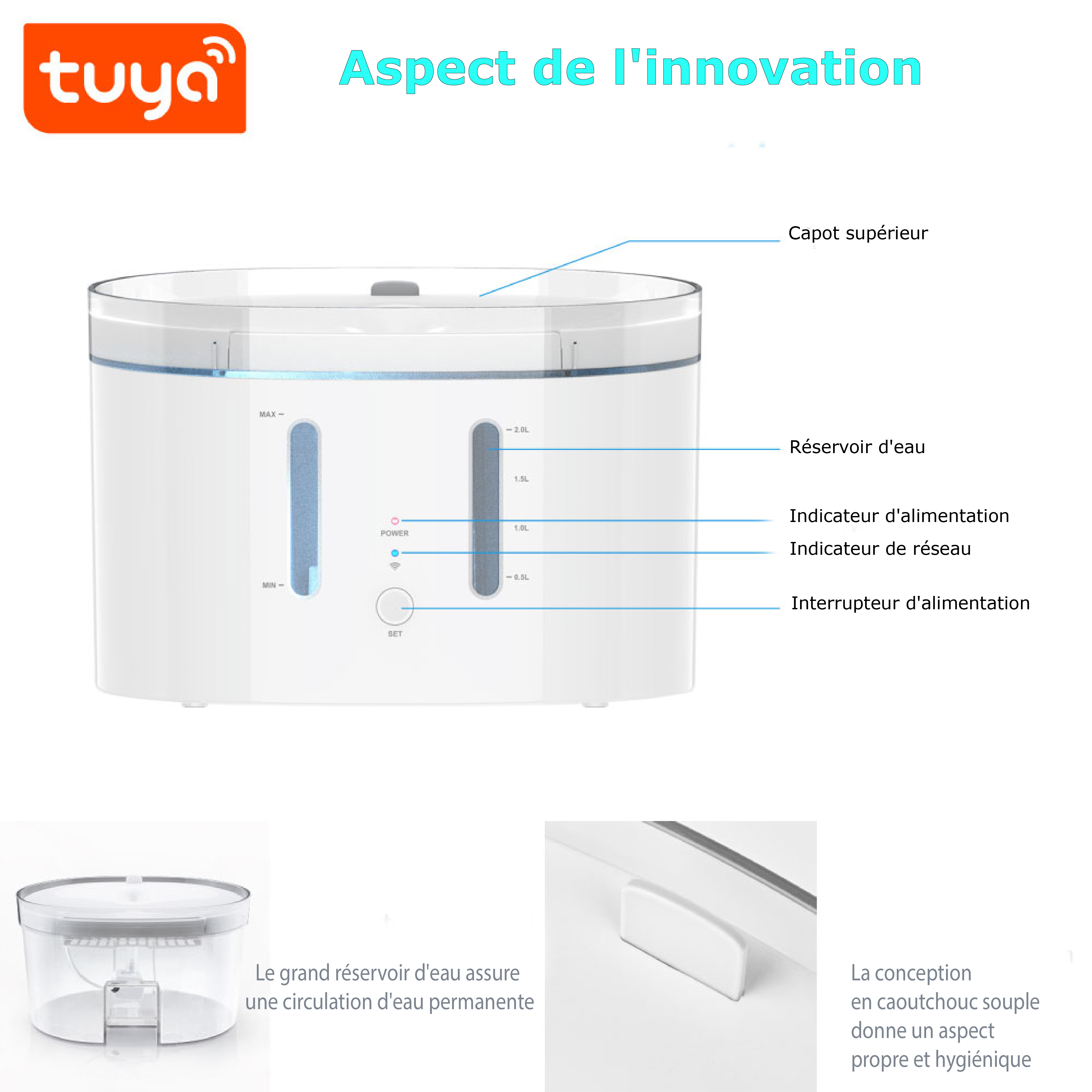 La fontaine connectée pour animaux de compagnie est une solution innovante et pratique pour assurer l'hydratation de vos animaux de compagnie pendant votre absence