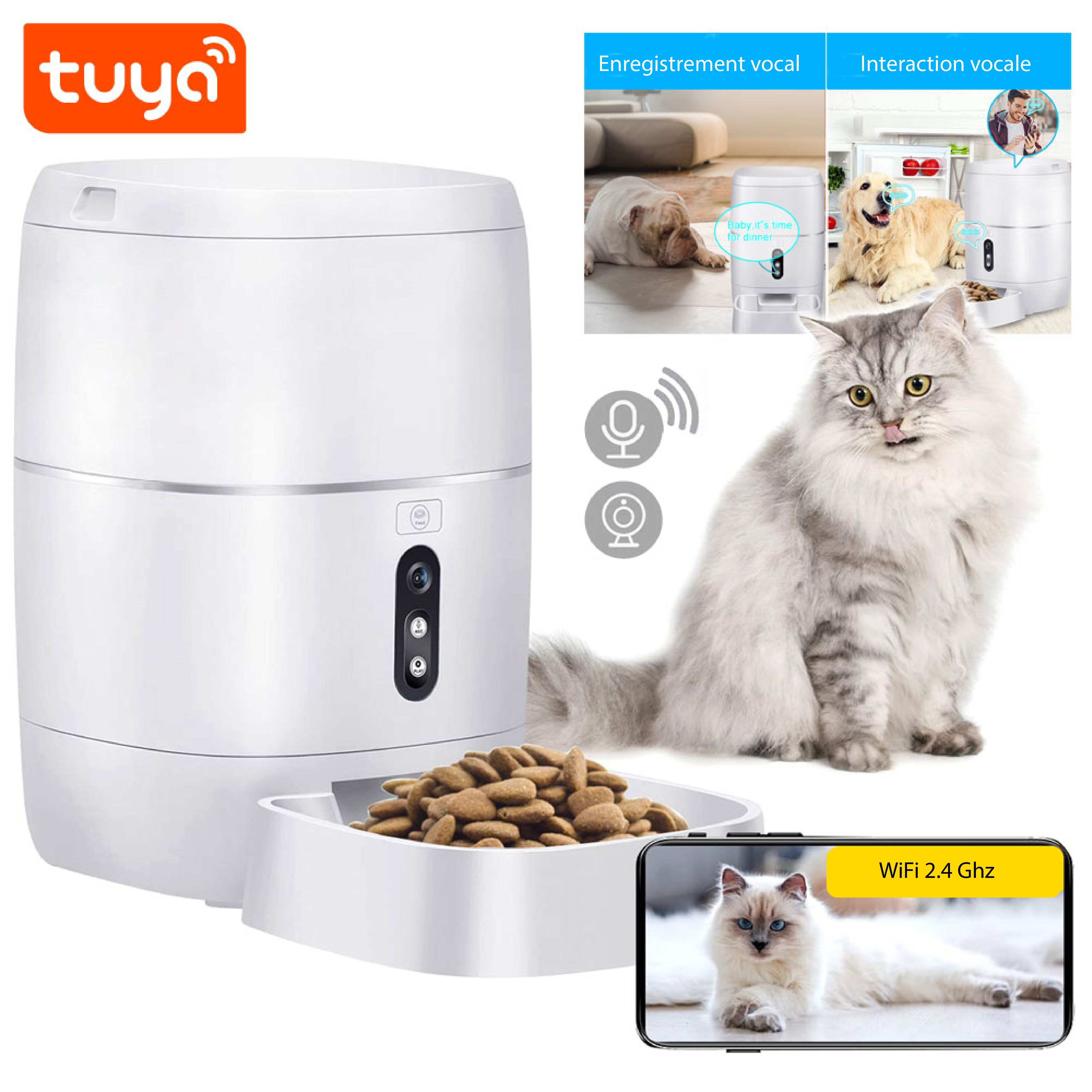 Le distributeur de nourriture connecté SL-FD-BL3 est la solution parfaite pour nourrir vos animaux de compagnie à distance