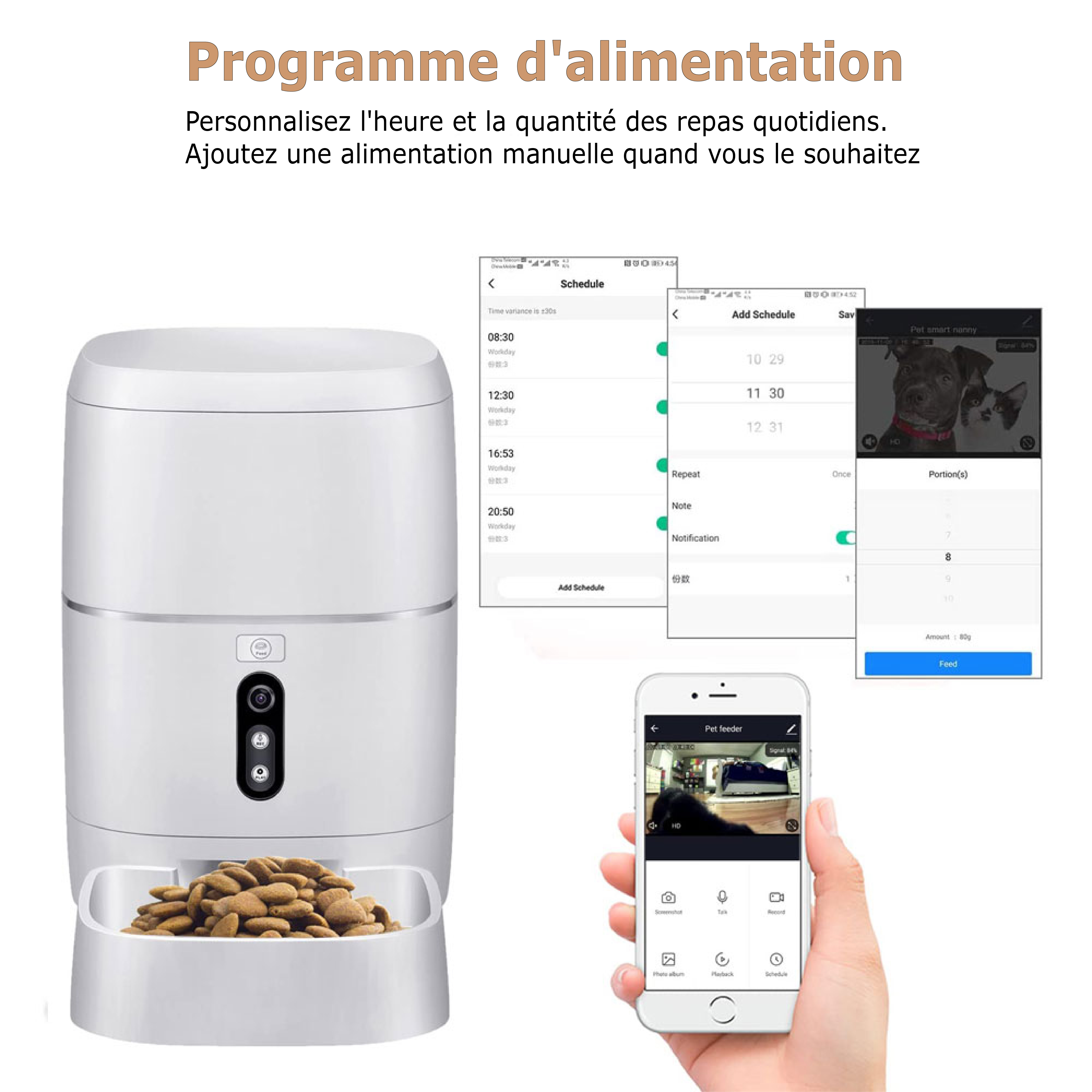 Le distributeur de nourriture connecté SL-FD-BL3 est la solution parfaite pour nourrir vos animaux de compagnie à distance