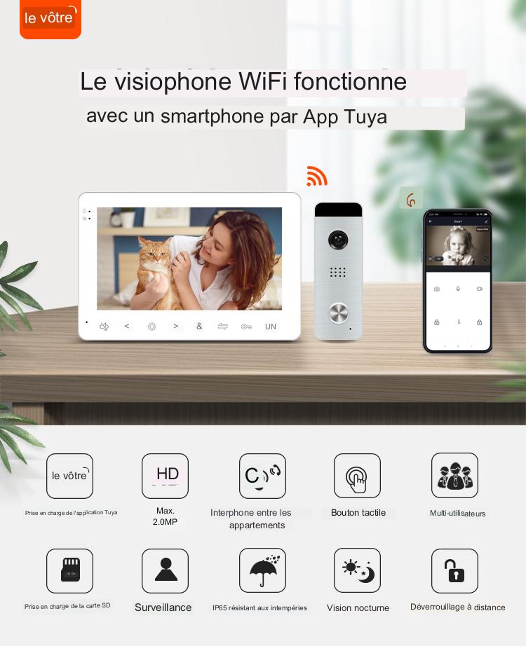 Moniteur d'Intérieur NB66727 : Fonctionnel et Polyvalent pour Votre Système d'Interphone 2 fils seulement!